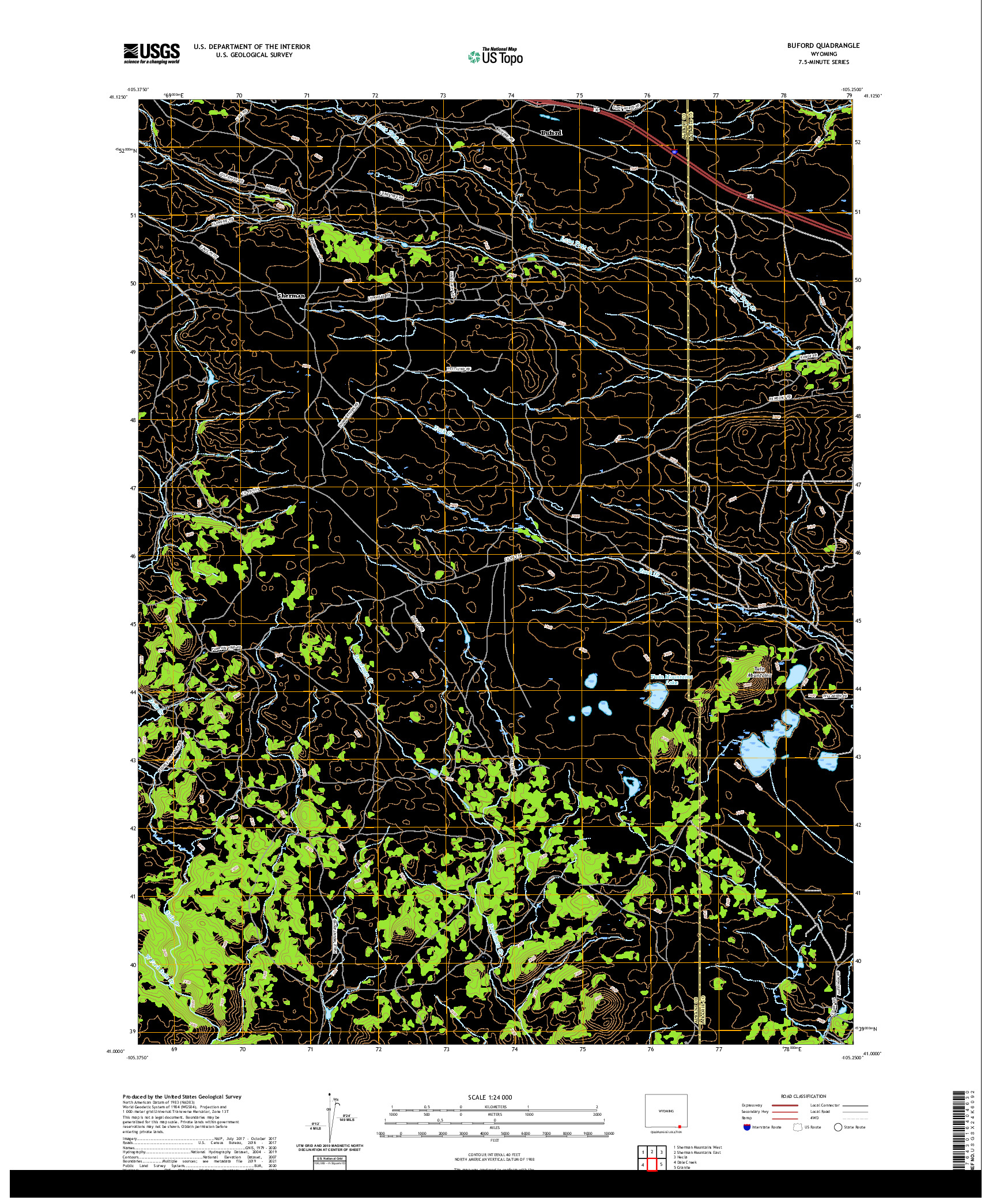 USGS US TOPO 7.5-MINUTE MAP FOR BUFORD, WY 2021