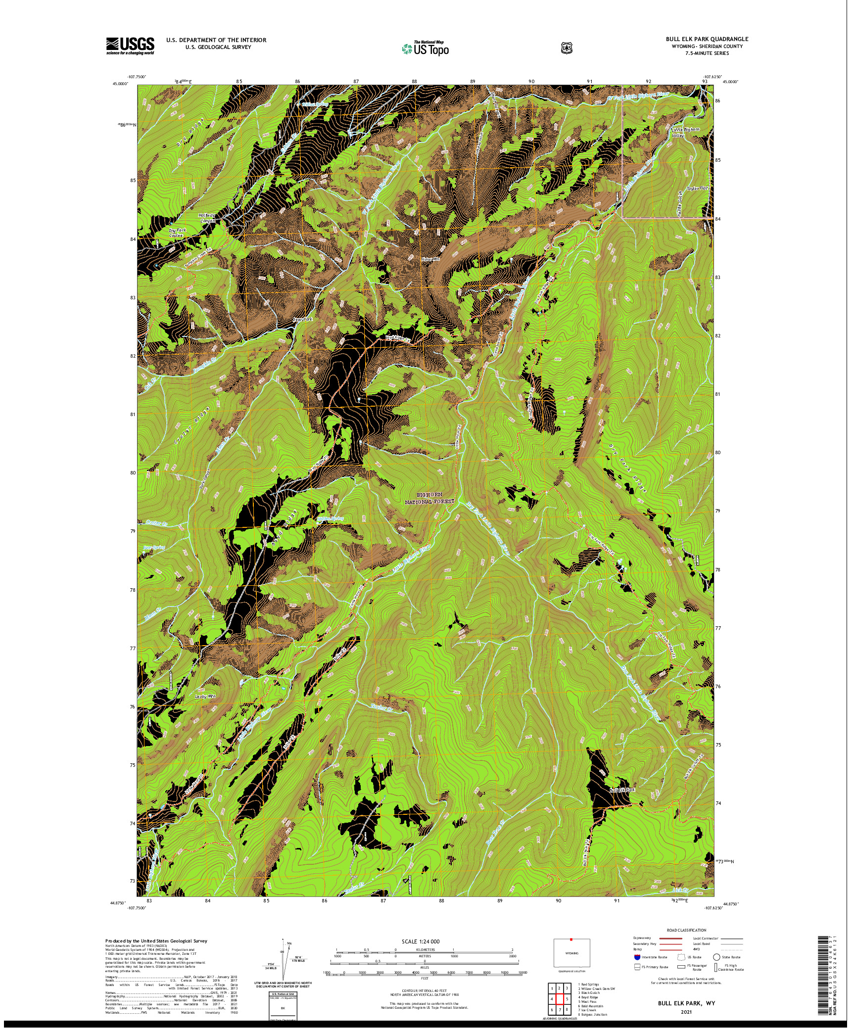 USGS US TOPO 7.5-MINUTE MAP FOR BULL ELK PARK, WY 2021