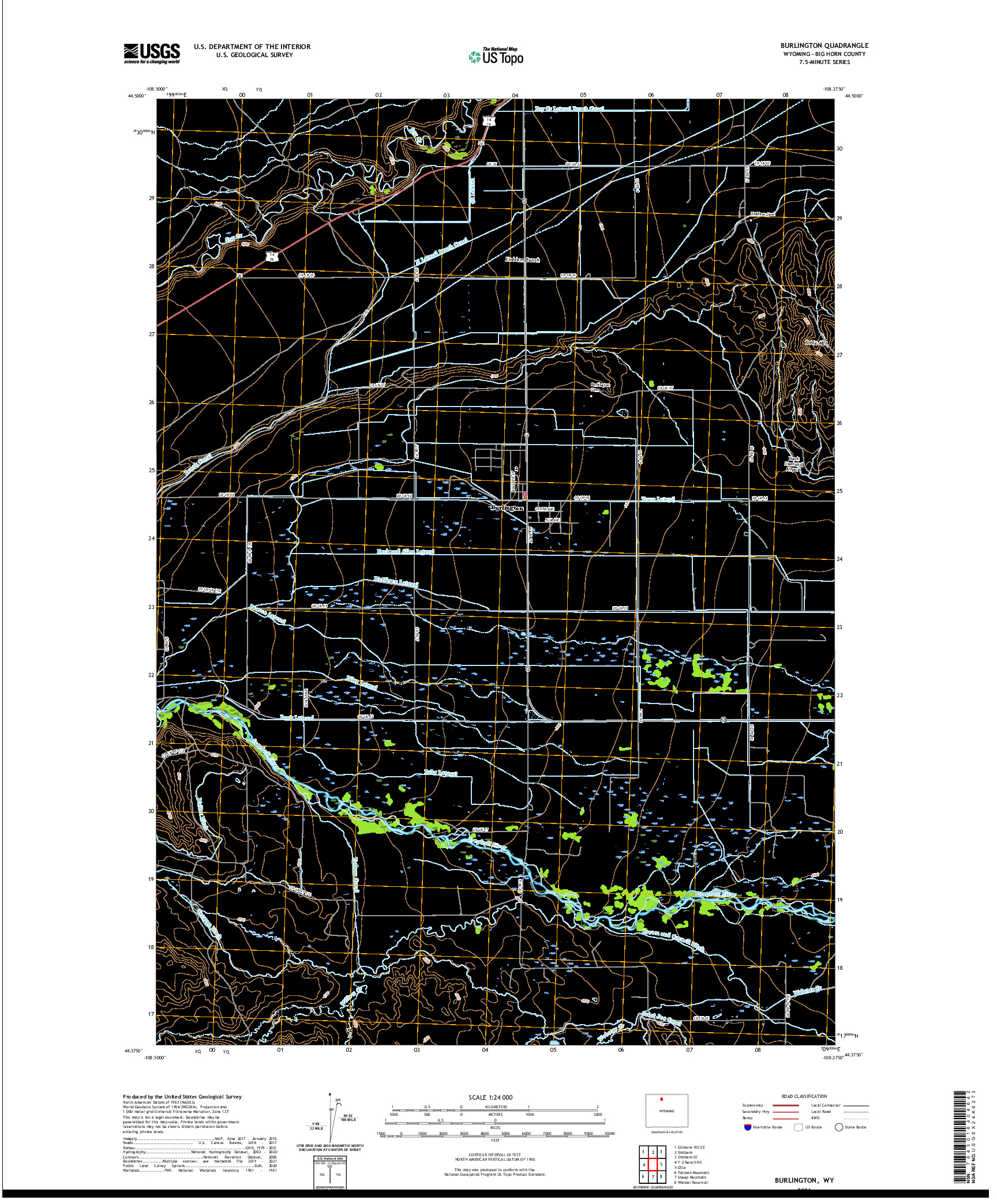 USGS US TOPO 7.5-MINUTE MAP FOR BURLINGTON, WY 2021