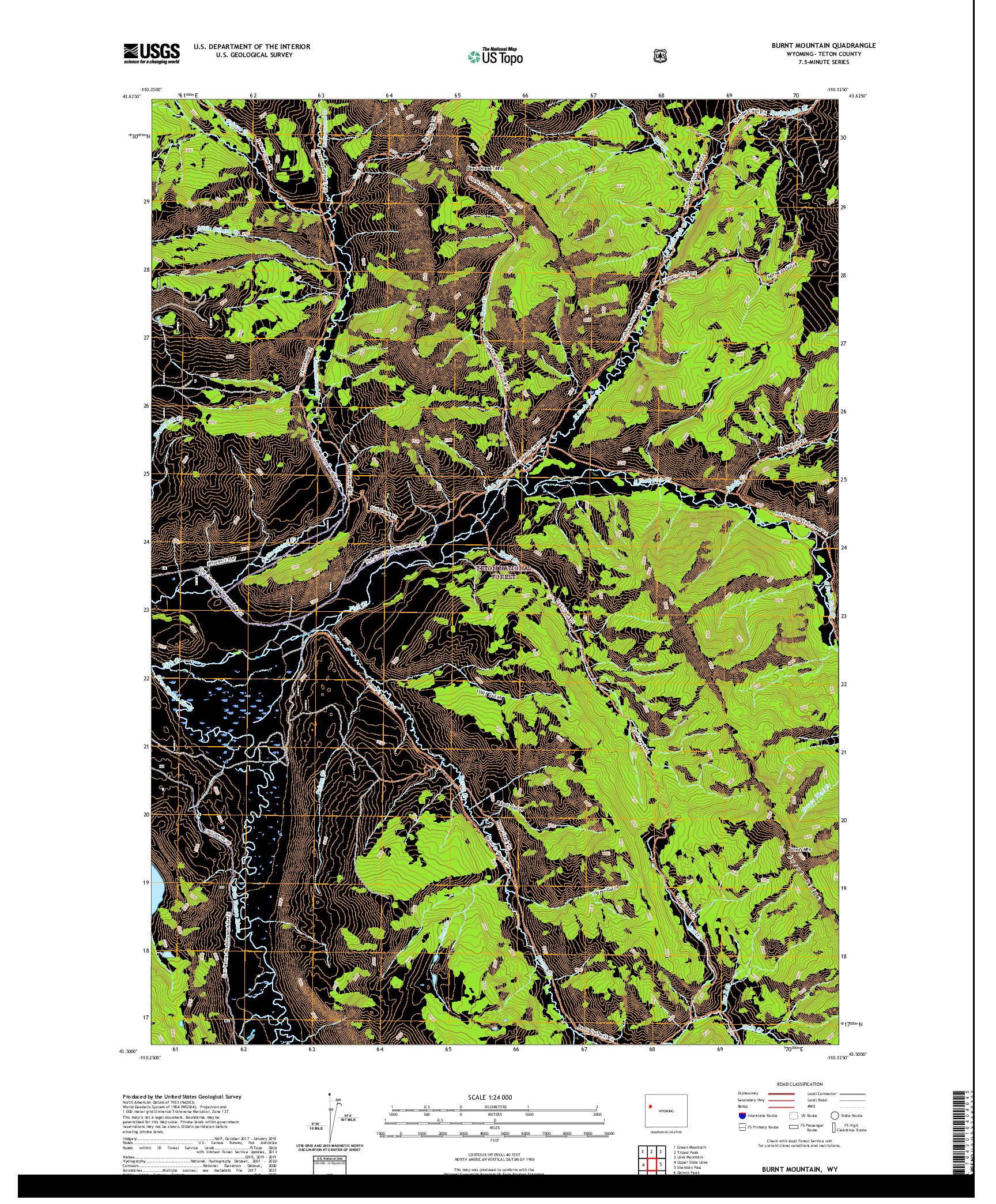 USGS US TOPO 7.5-MINUTE MAP FOR BURNT MOUNTAIN, WY 2021