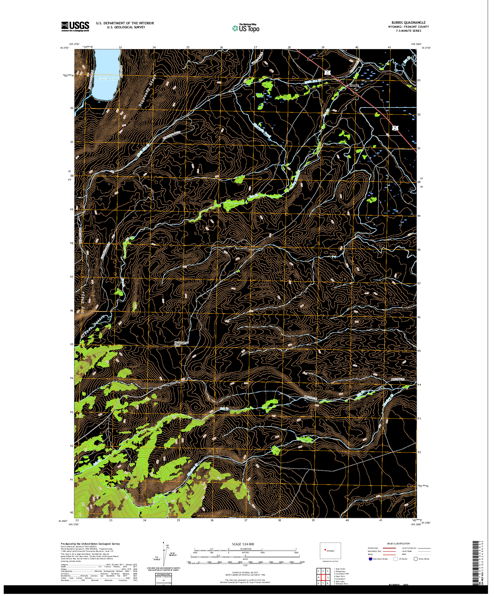 USGS US TOPO 7.5-MINUTE MAP FOR BURRIS, WY 2021