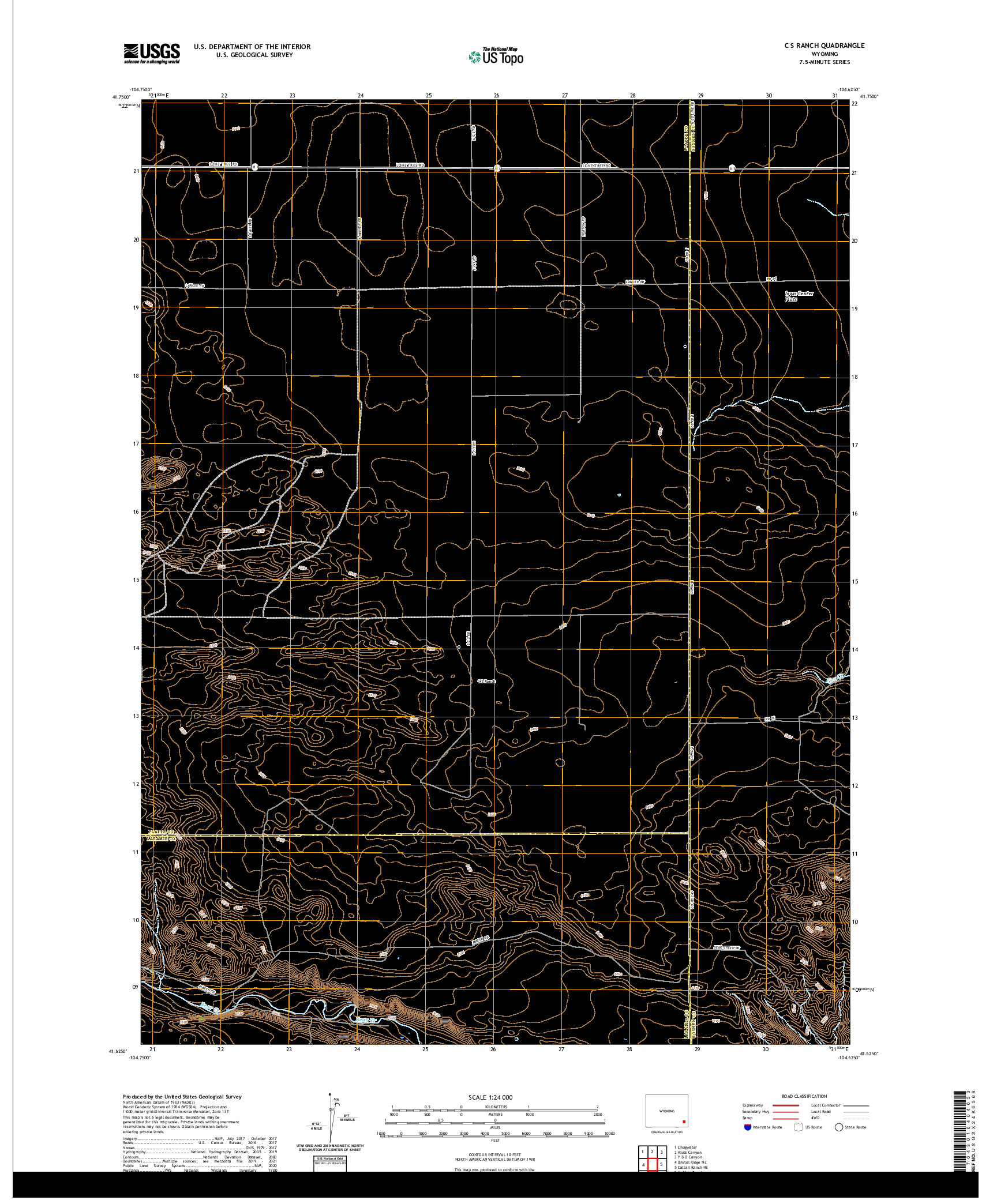 USGS US TOPO 7.5-MINUTE MAP FOR C S RANCH, WY 2021