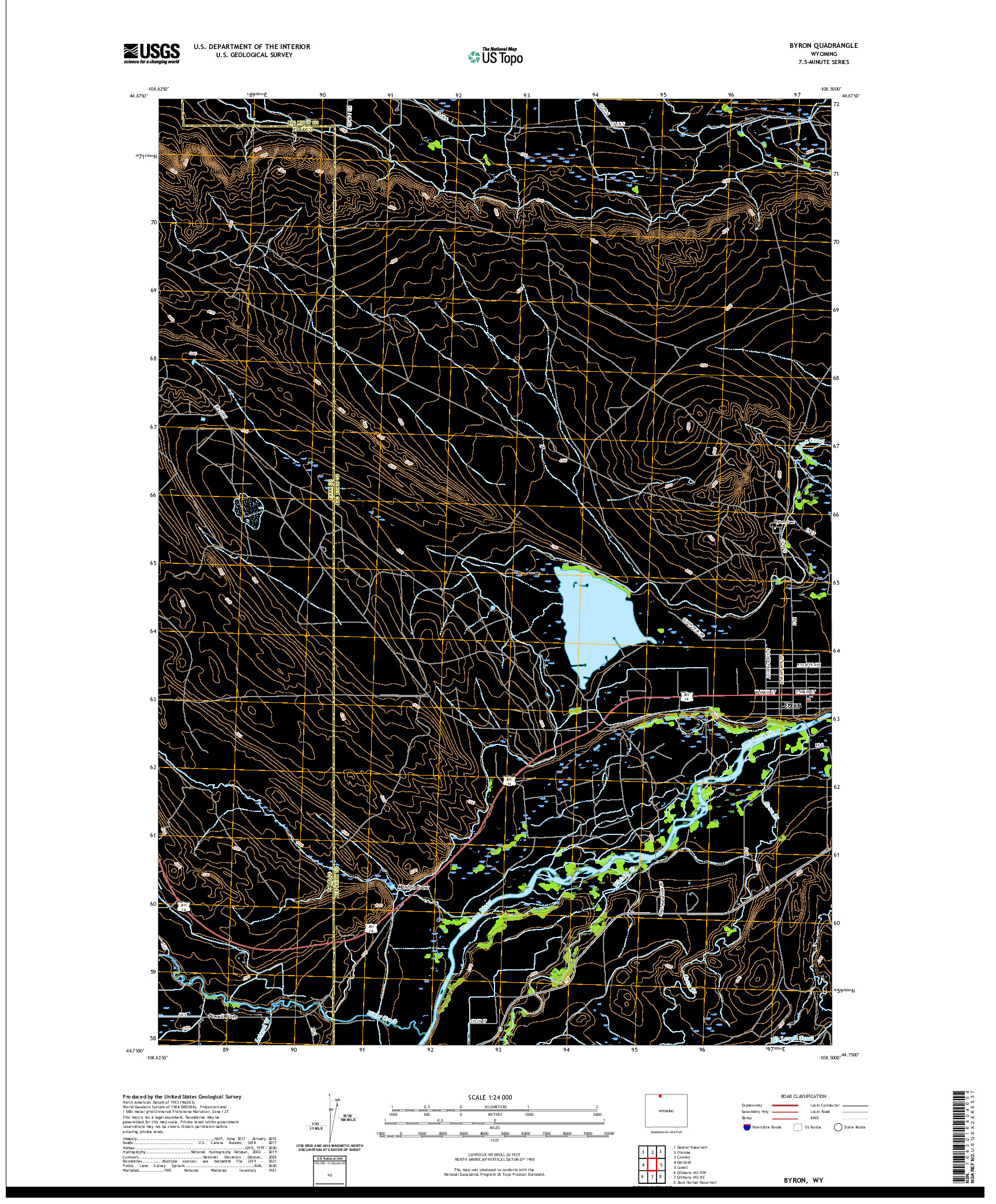 USGS US TOPO 7.5-MINUTE MAP FOR BYRON, WY 2021