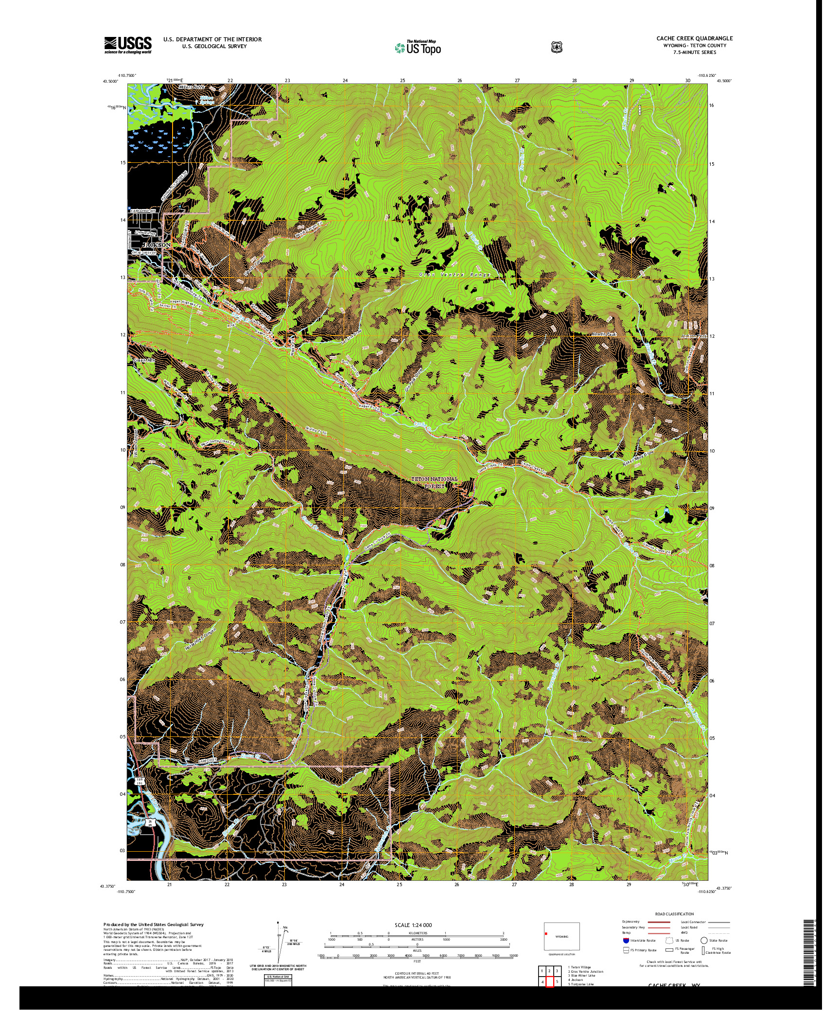 USGS US TOPO 7.5-MINUTE MAP FOR CACHE CREEK, WY 2021