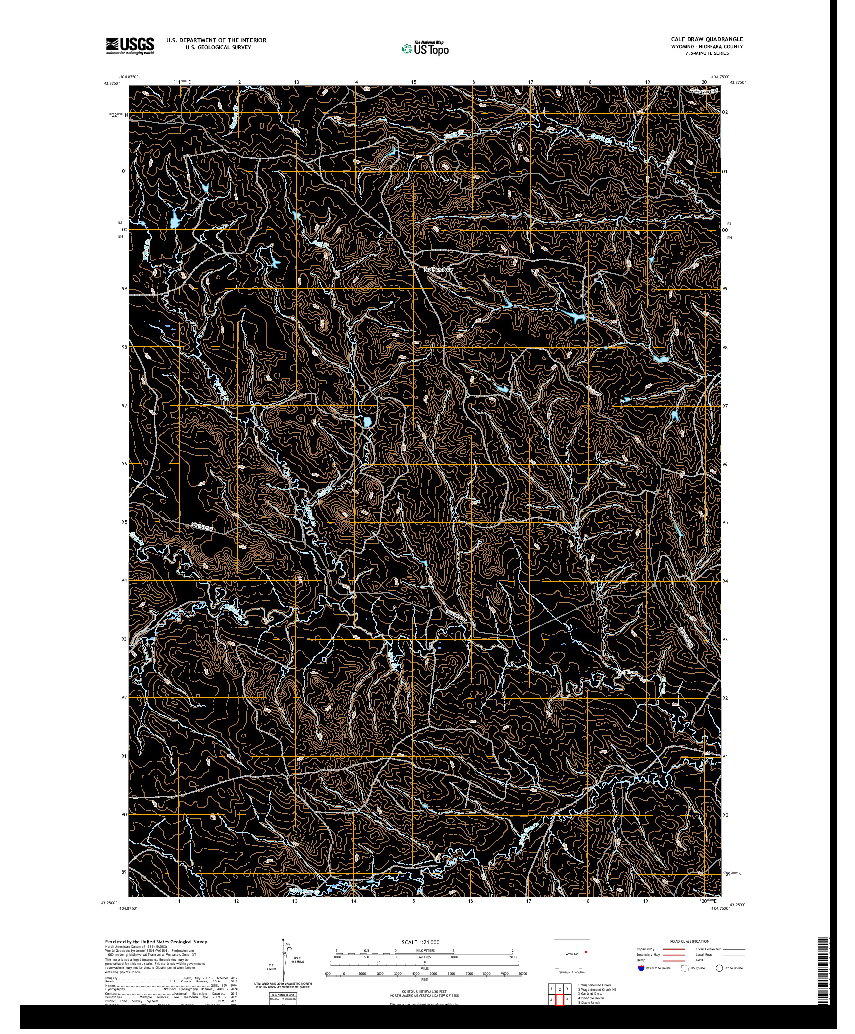 USGS US TOPO 7.5-MINUTE MAP FOR CALF DRAW, WY 2021