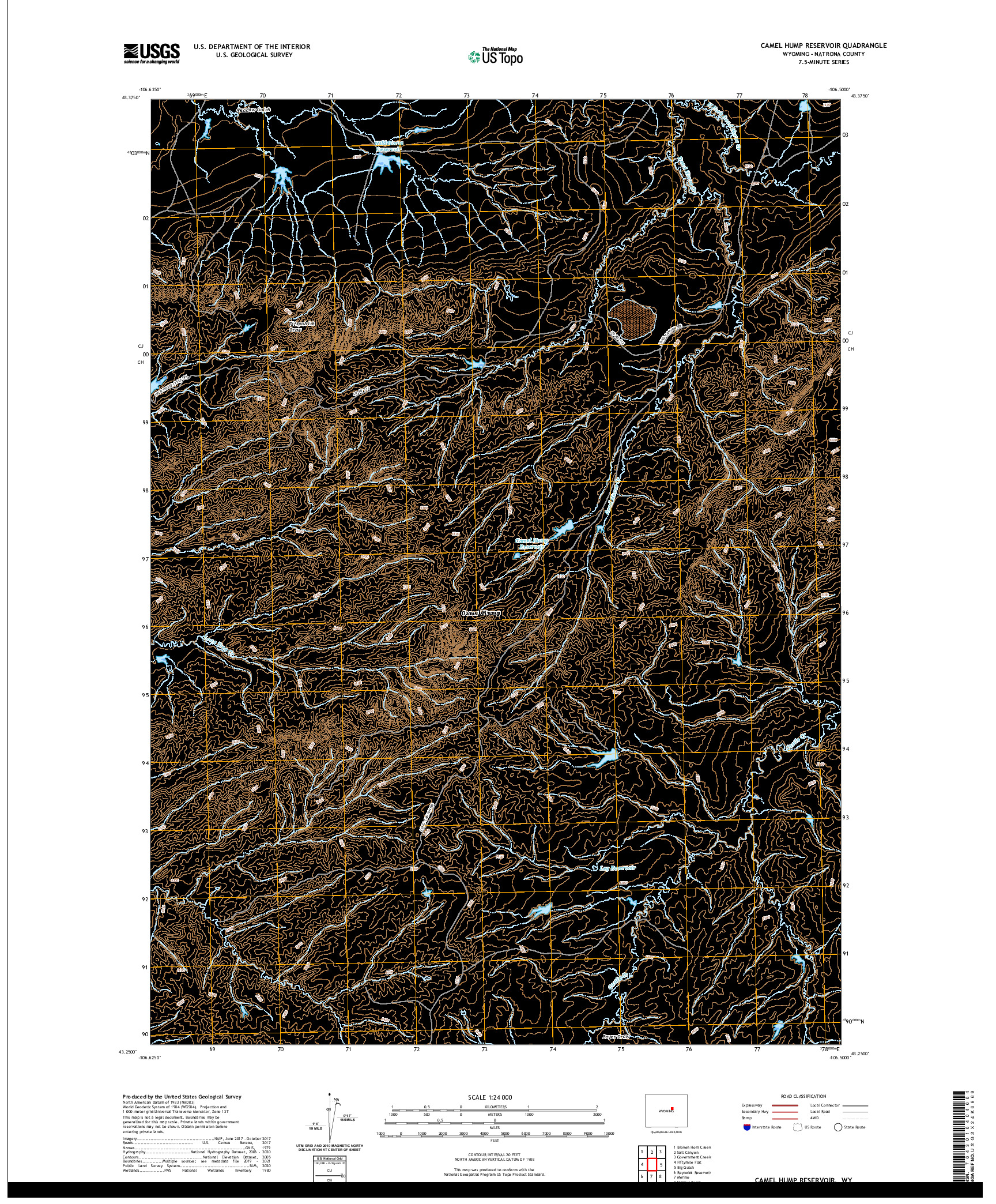 USGS US TOPO 7.5-MINUTE MAP FOR CAMEL HUMP RESERVOIR, WY 2021