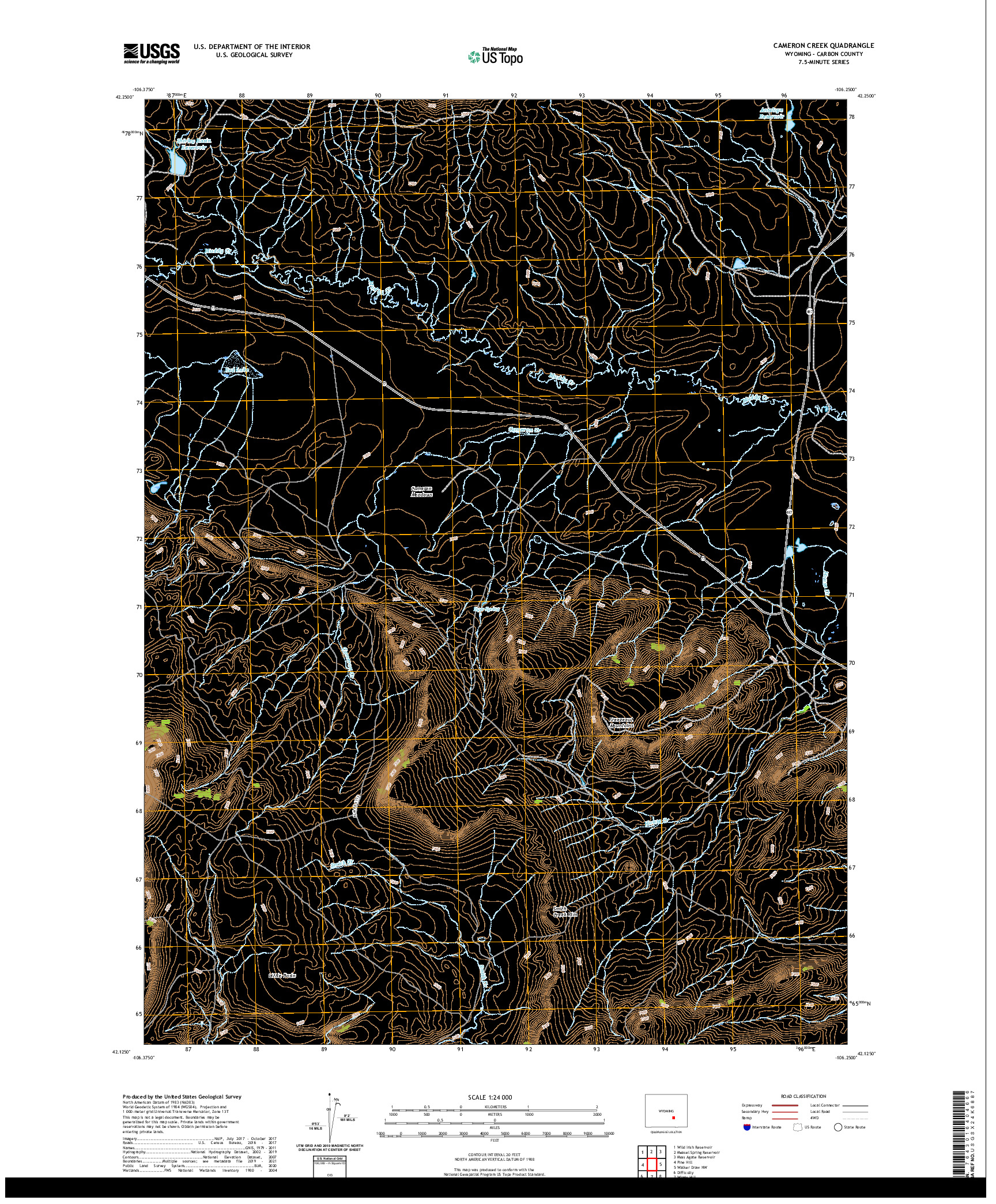 USGS US TOPO 7.5-MINUTE MAP FOR CAMERON CREEK, WY 2021