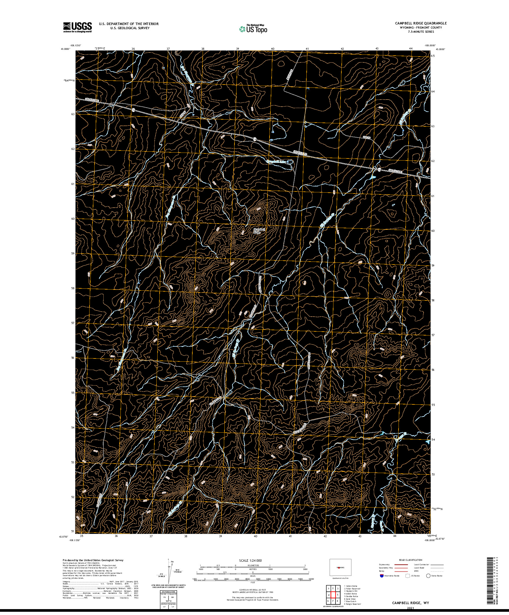USGS US TOPO 7.5-MINUTE MAP FOR CAMPBELL RIDGE, WY 2021