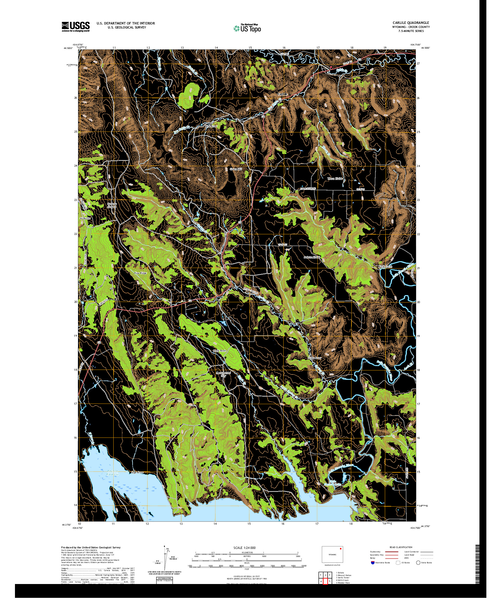 USGS US TOPO 7.5-MINUTE MAP FOR CARLILE, WY 2021