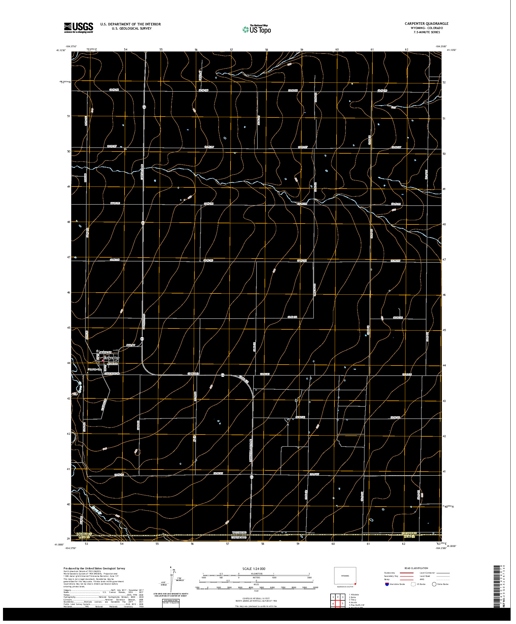 USGS US TOPO 7.5-MINUTE MAP FOR CARPENTER, WY,CO 2021