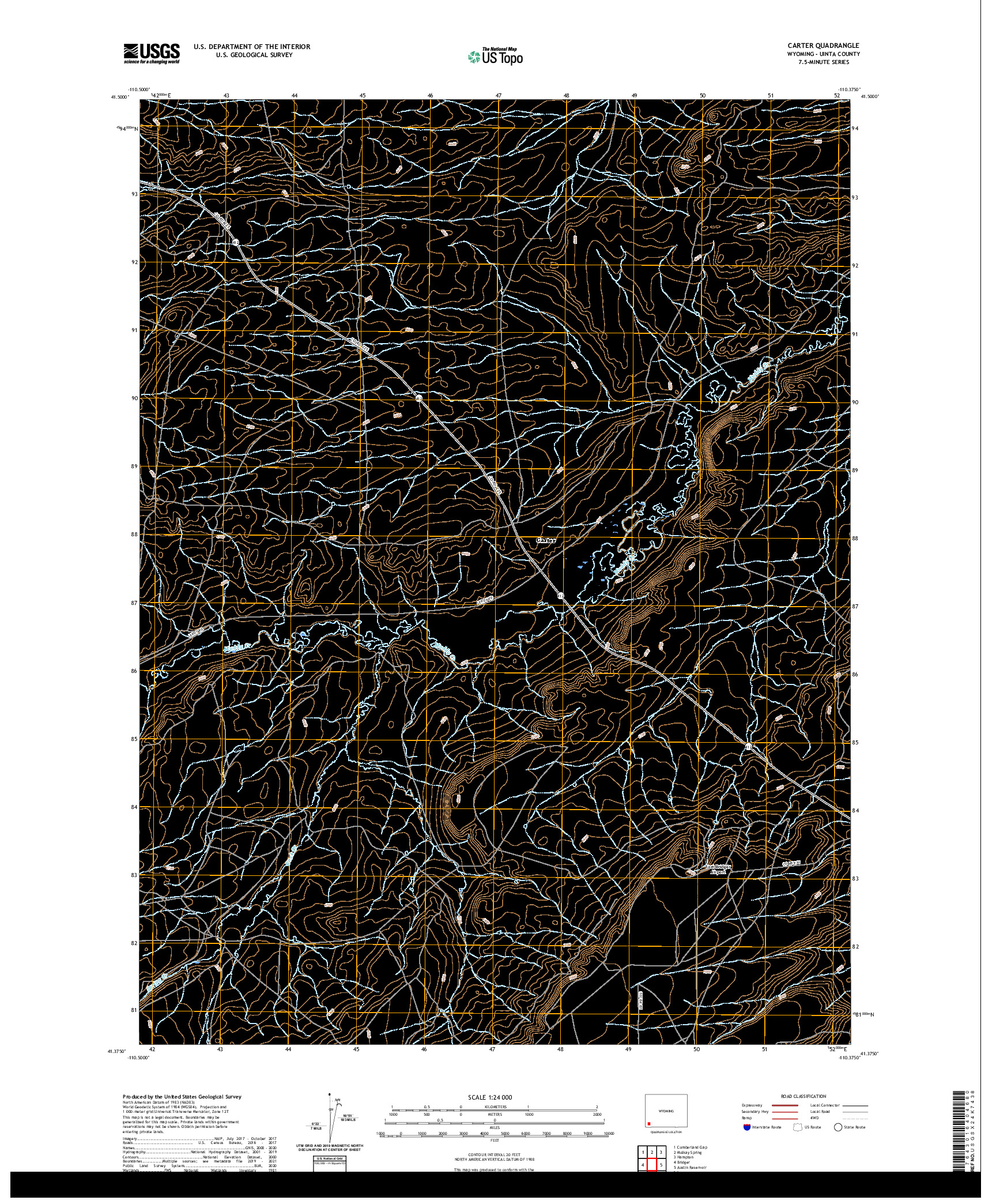 USGS US TOPO 7.5-MINUTE MAP FOR CARTER, WY 2021