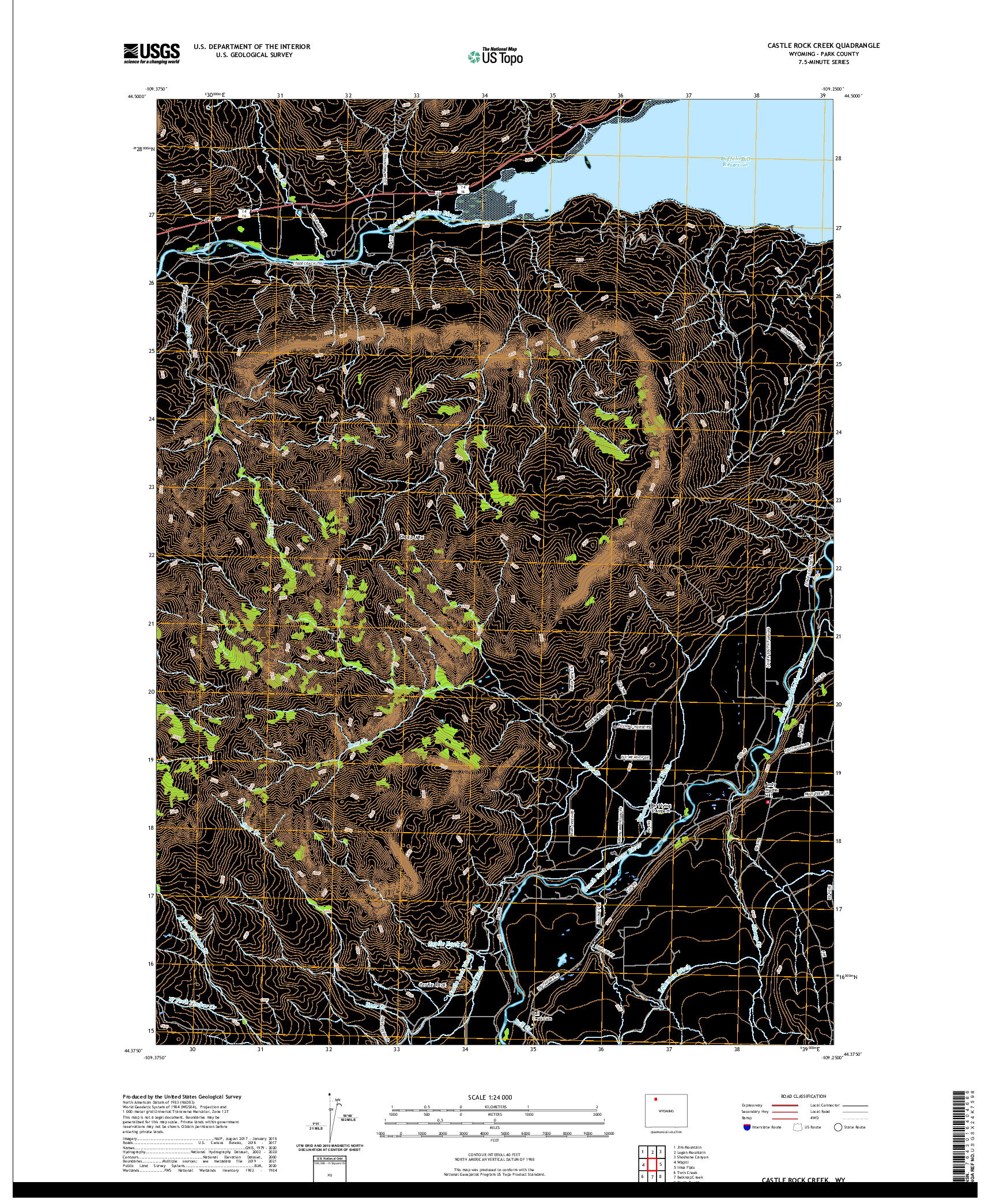 USGS US TOPO 7.5-MINUTE MAP FOR CASTLE ROCK CREEK, WY 2021