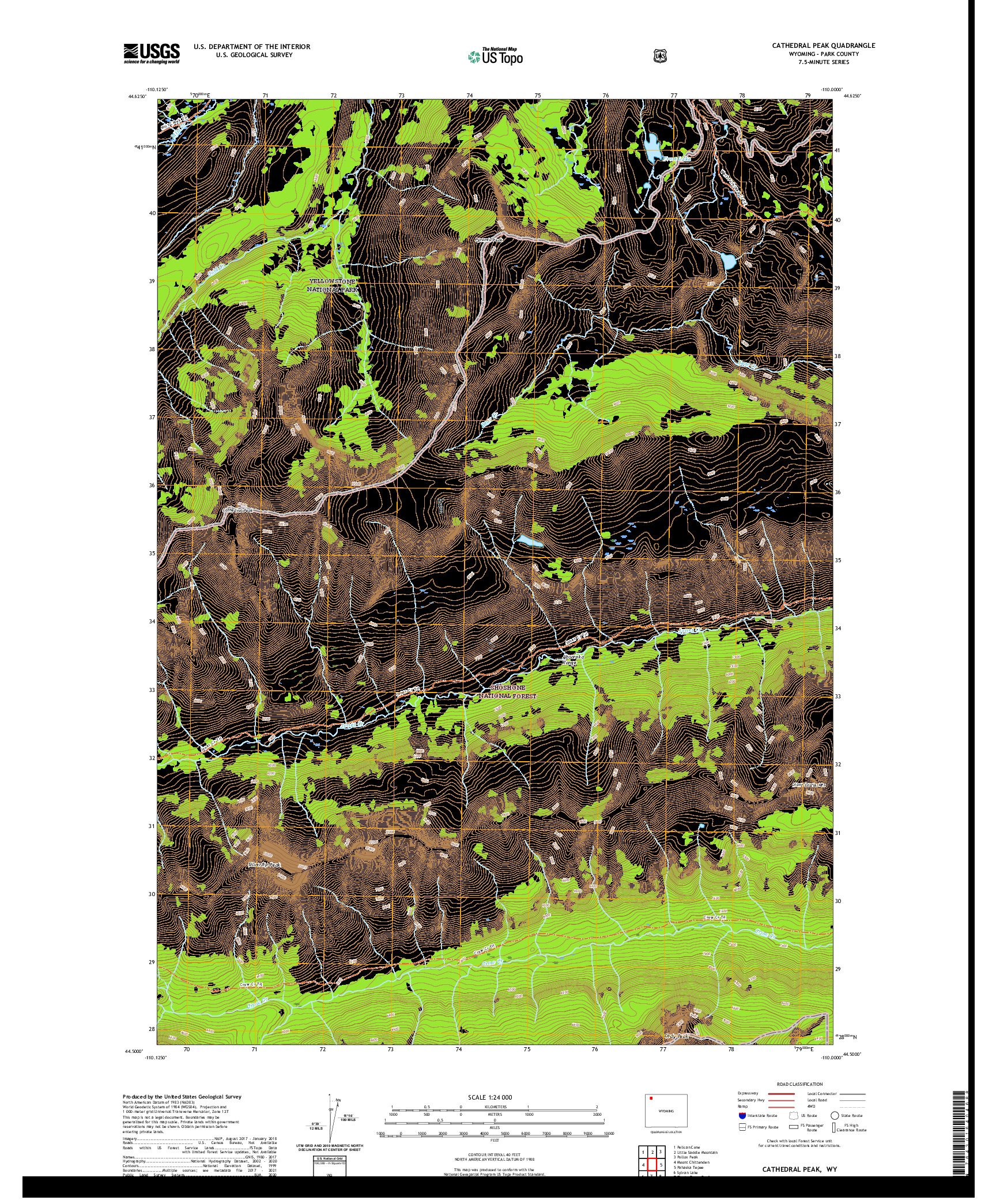 USGS US TOPO 7.5-MINUTE MAP FOR CATHEDRAL PEAK, WY 2021