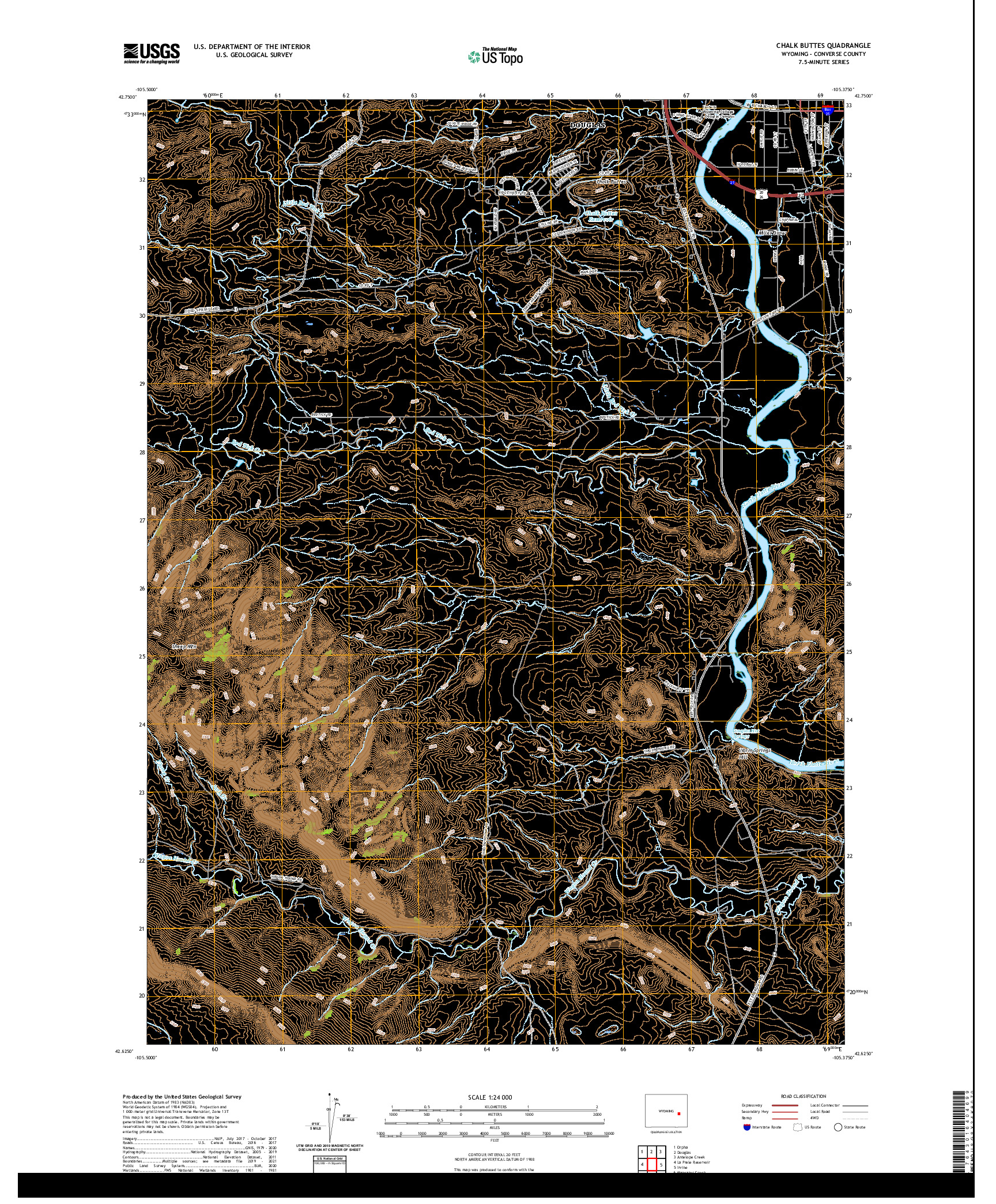 USGS US TOPO 7.5-MINUTE MAP FOR CHALK BUTTES, WY 2021