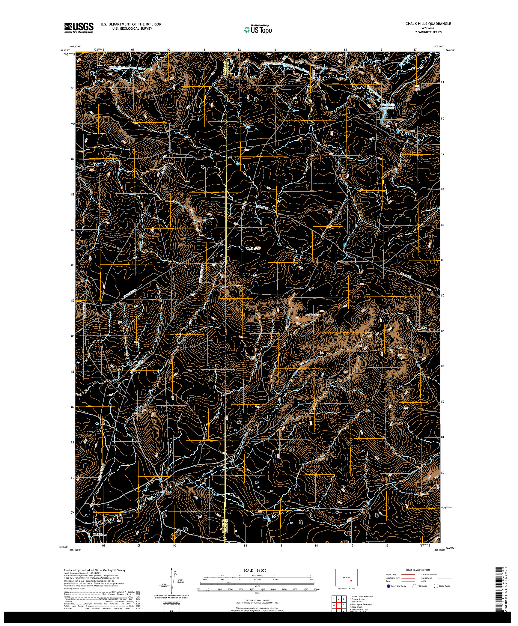 USGS US TOPO 7.5-MINUTE MAP FOR CHALK HILLS, WY 2021