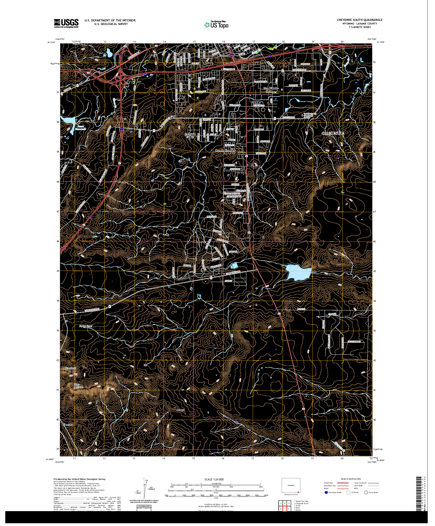 USGS US TOPO 7.5-MINUTE MAP FOR CHEYENNE SOUTH, WY 2021