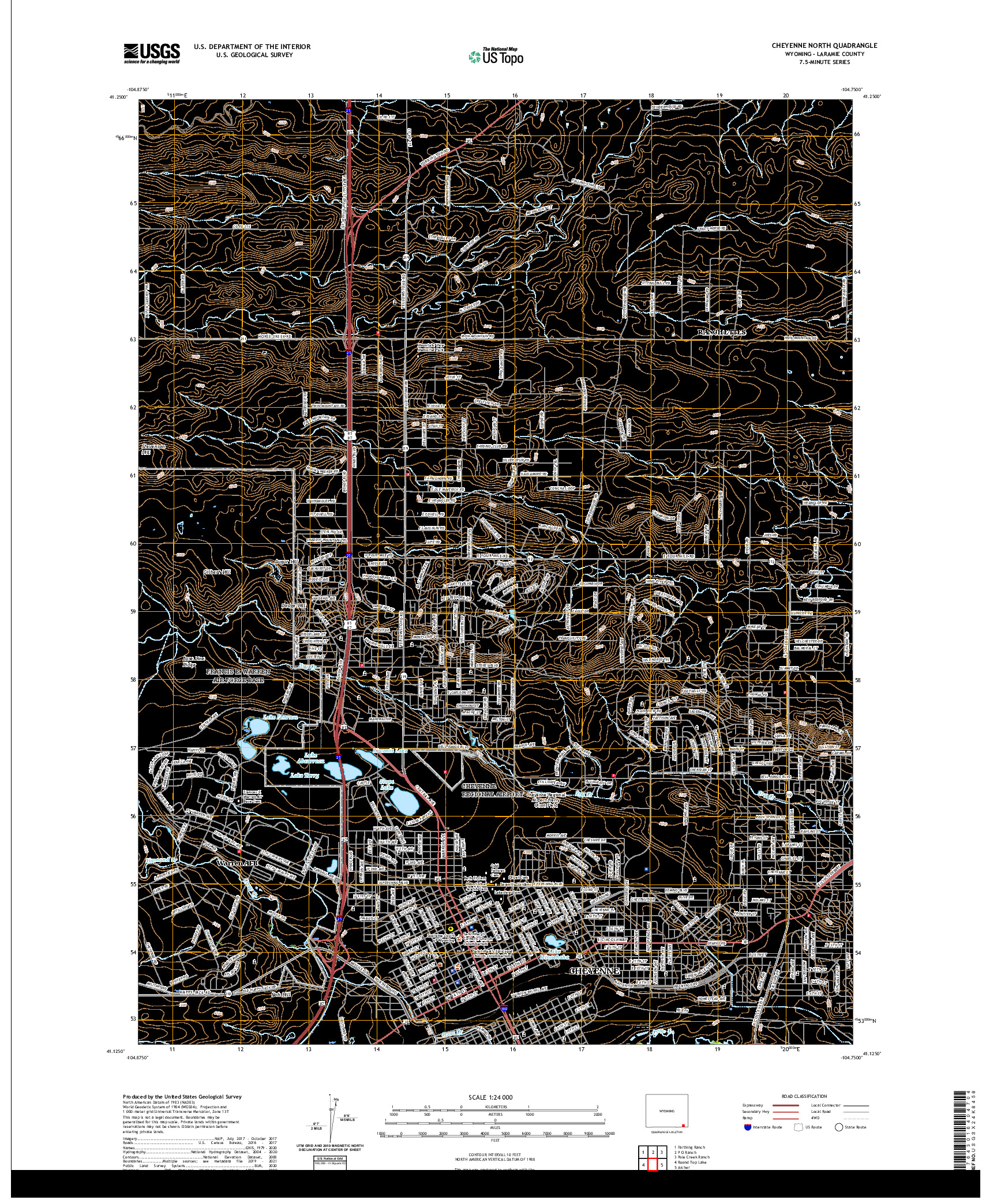 USGS US TOPO 7.5-MINUTE MAP FOR CHEYENNE NORTH, WY 2021