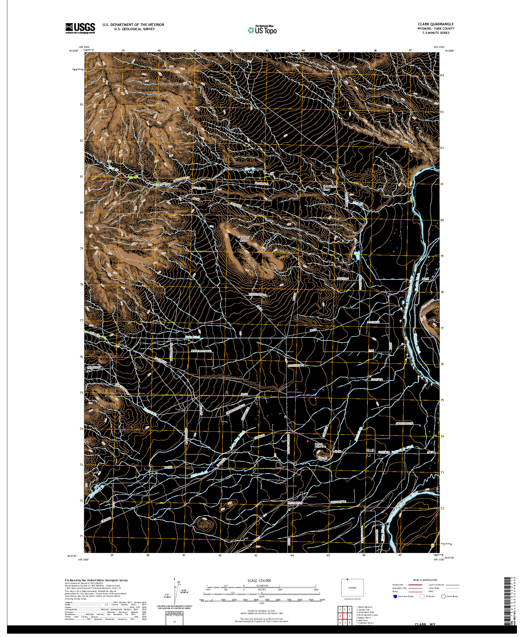 US TOPO 7.5-MINUTE MAP FOR CLARK, WY