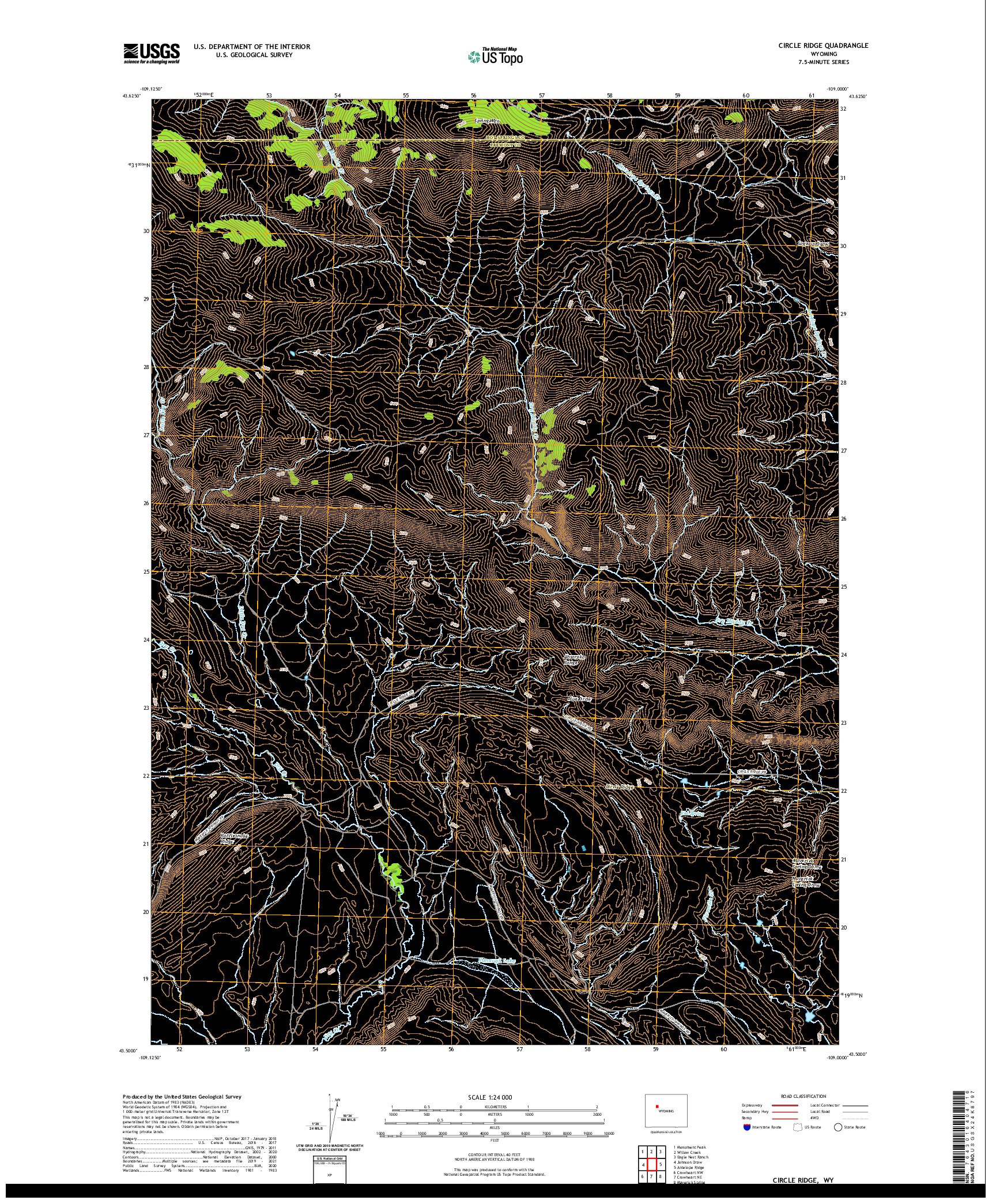 USGS US TOPO 7.5-MINUTE MAP FOR CIRCLE RIDGE, WY 2021