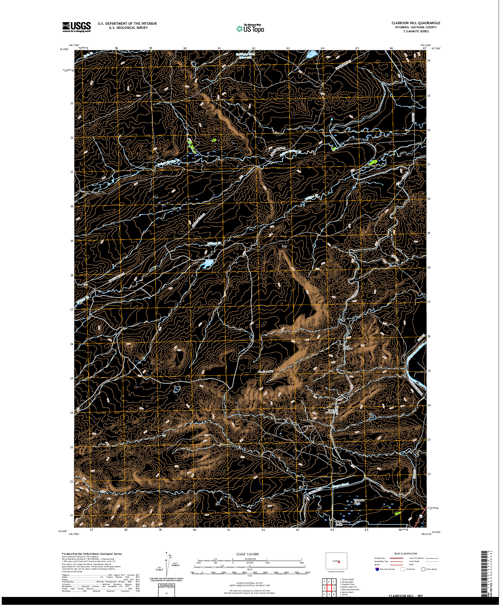 USGS US TOPO 7.5-MINUTE MAP FOR CLARKSON HILL, WY 2021