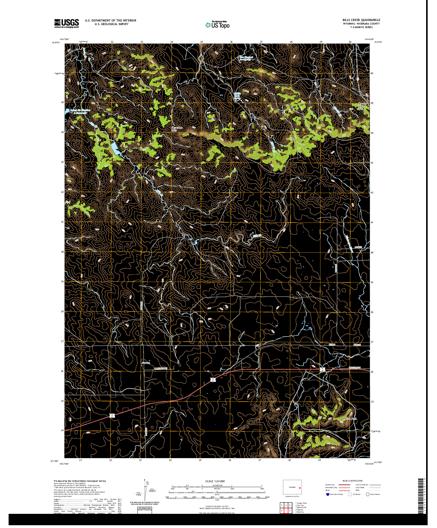 USGS US TOPO 7.5-MINUTE MAP FOR BILLS CREEK, WY 2021