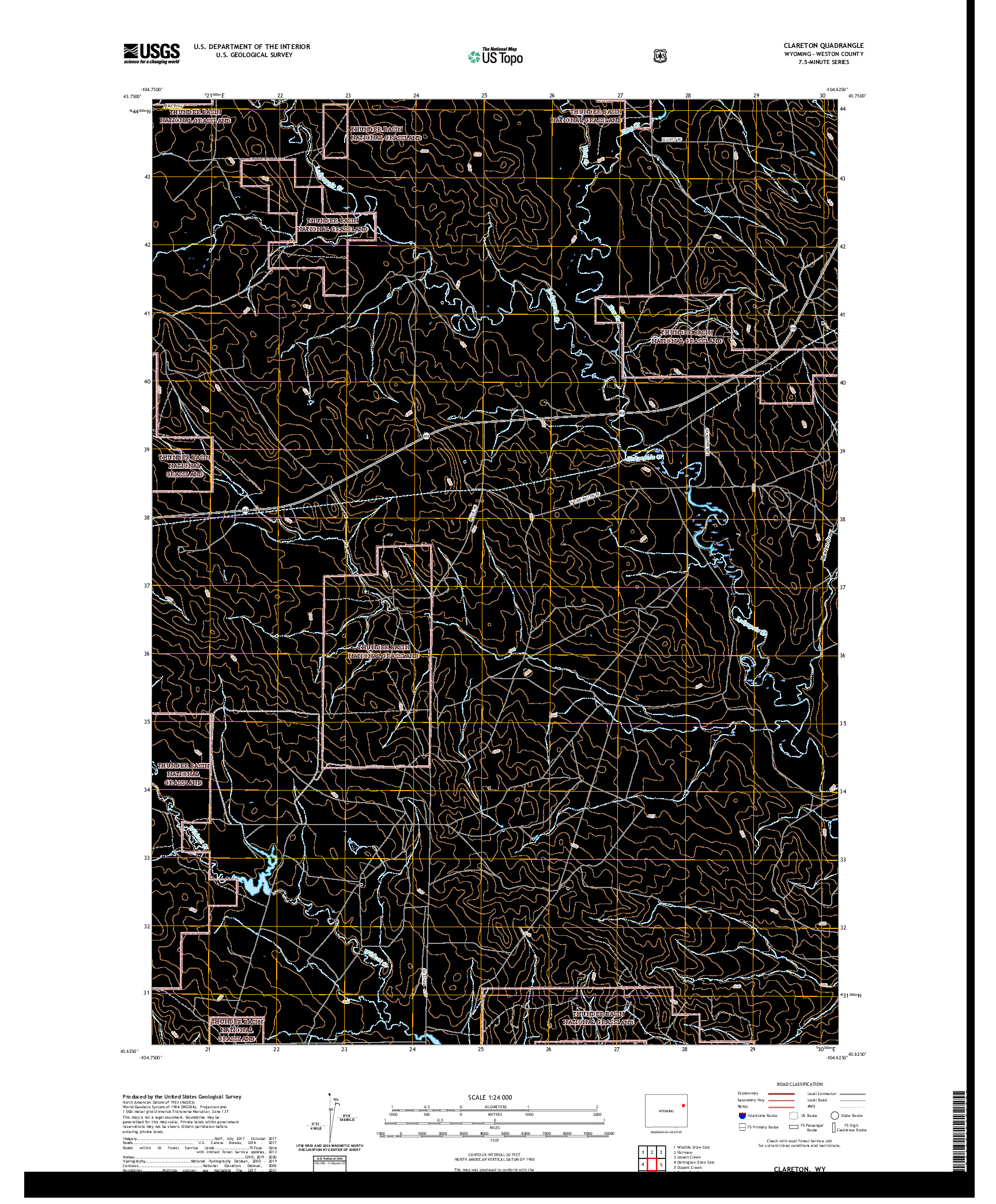 USGS US TOPO 7.5-MINUTE MAP FOR CLARETON, WY 2021