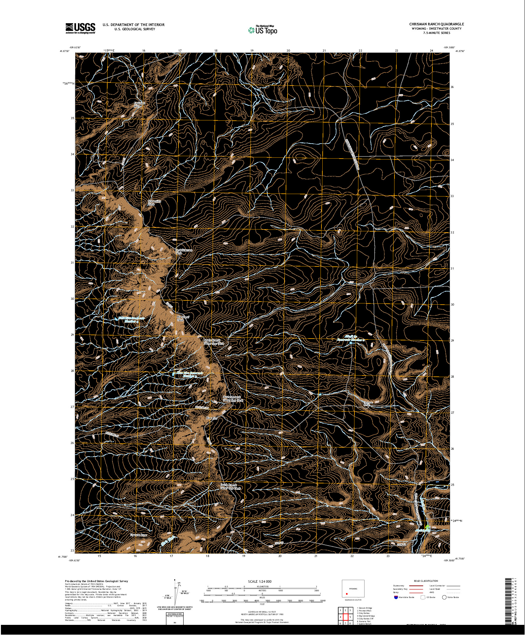 USGS US TOPO 7.5-MINUTE MAP FOR CHRISMAN RANCH, WY 2021