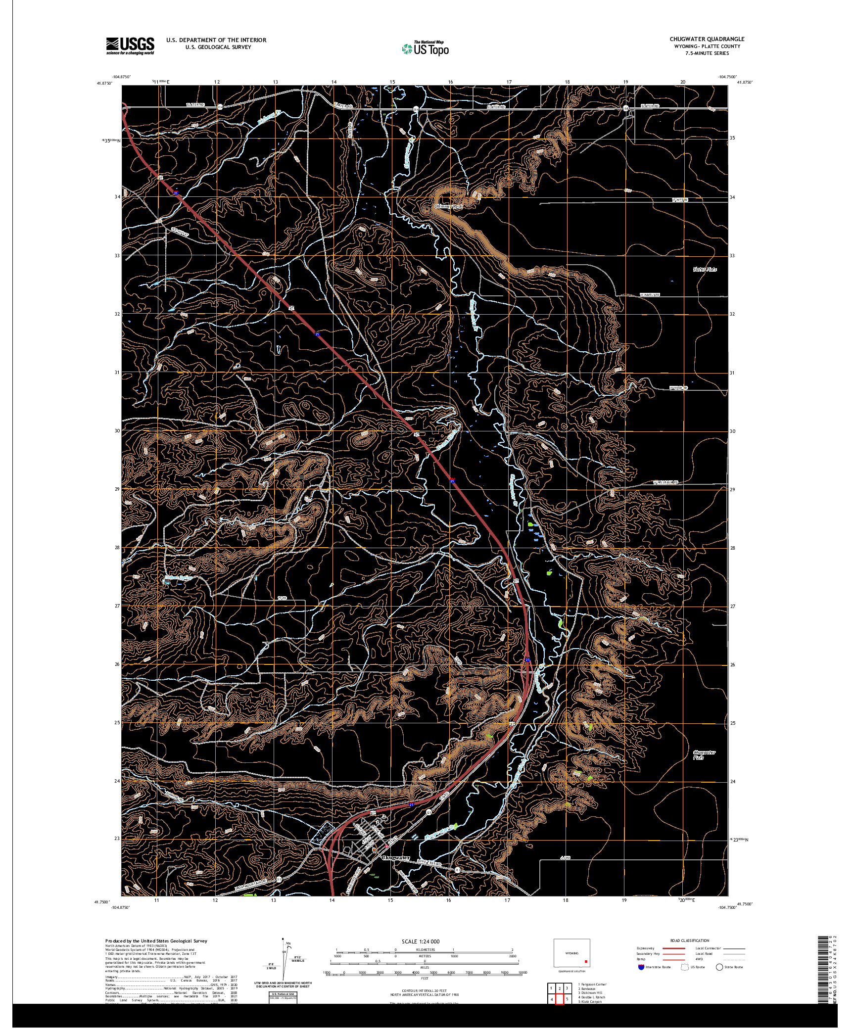 USGS US TOPO 7.5-MINUTE MAP FOR CHUGWATER, WY 2021