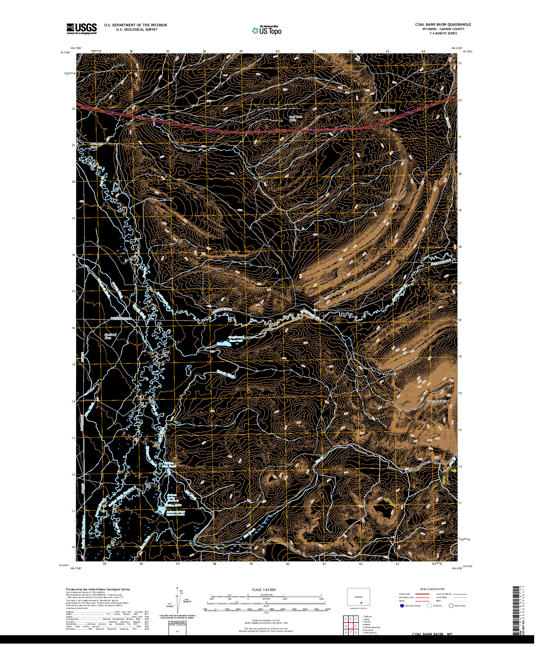 USGS US TOPO 7.5-MINUTE MAP FOR COAL BANK BASIN, WY 2021