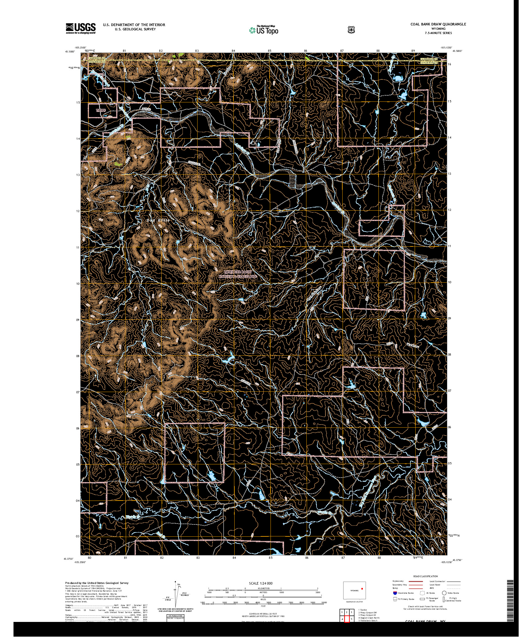 USGS US TOPO 7.5-MINUTE MAP FOR COAL BANK DRAW, WY 2021