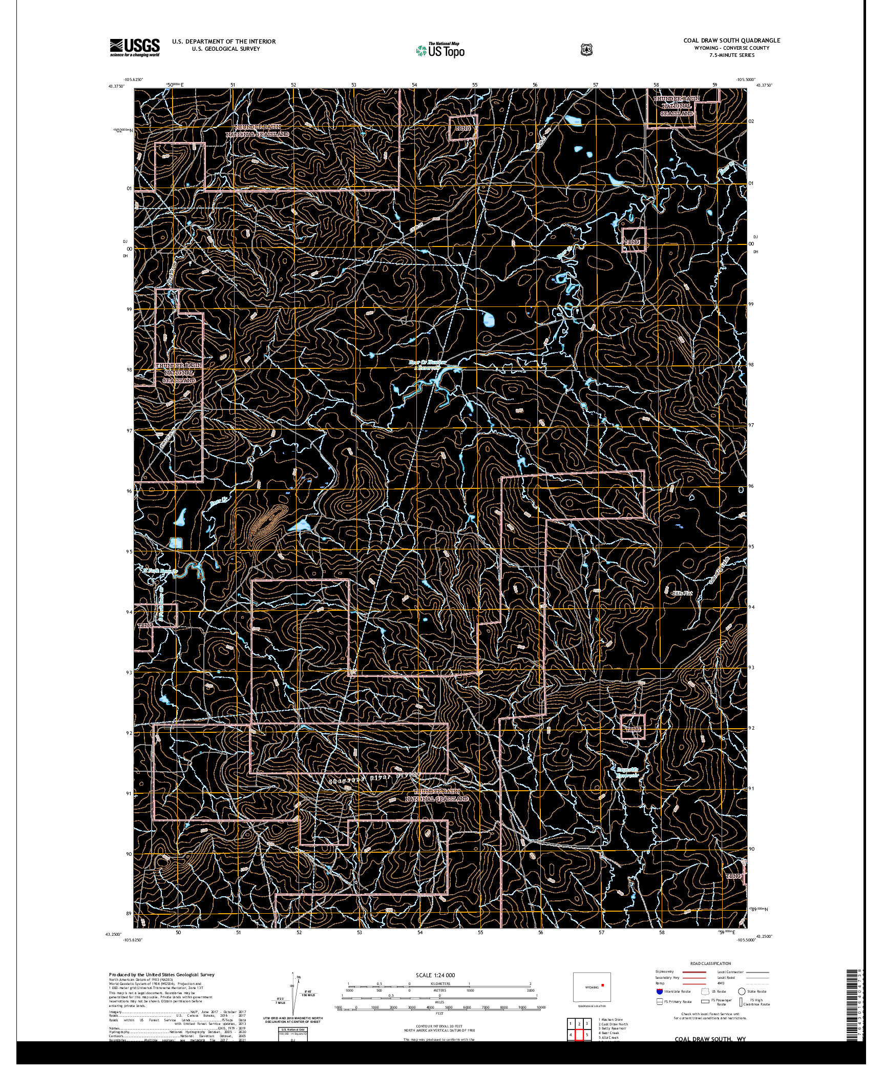 USGS US TOPO 7.5-MINUTE MAP FOR COAL DRAW SOUTH, WY 2021