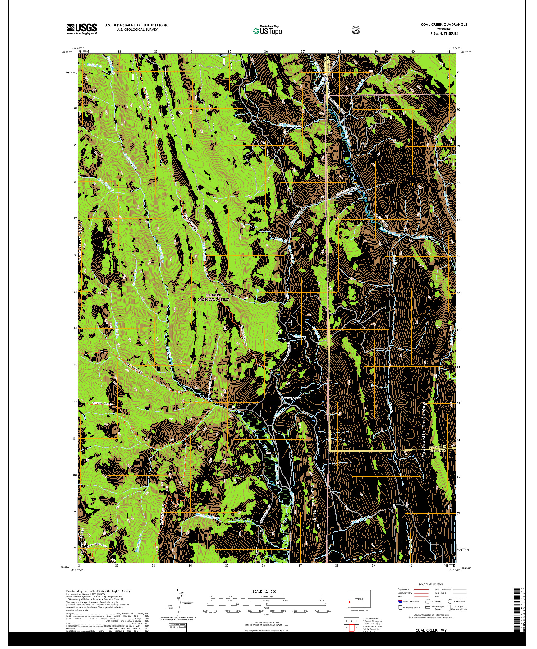 USGS US TOPO 7.5-MINUTE MAP FOR COAL CREEK, WY 2021