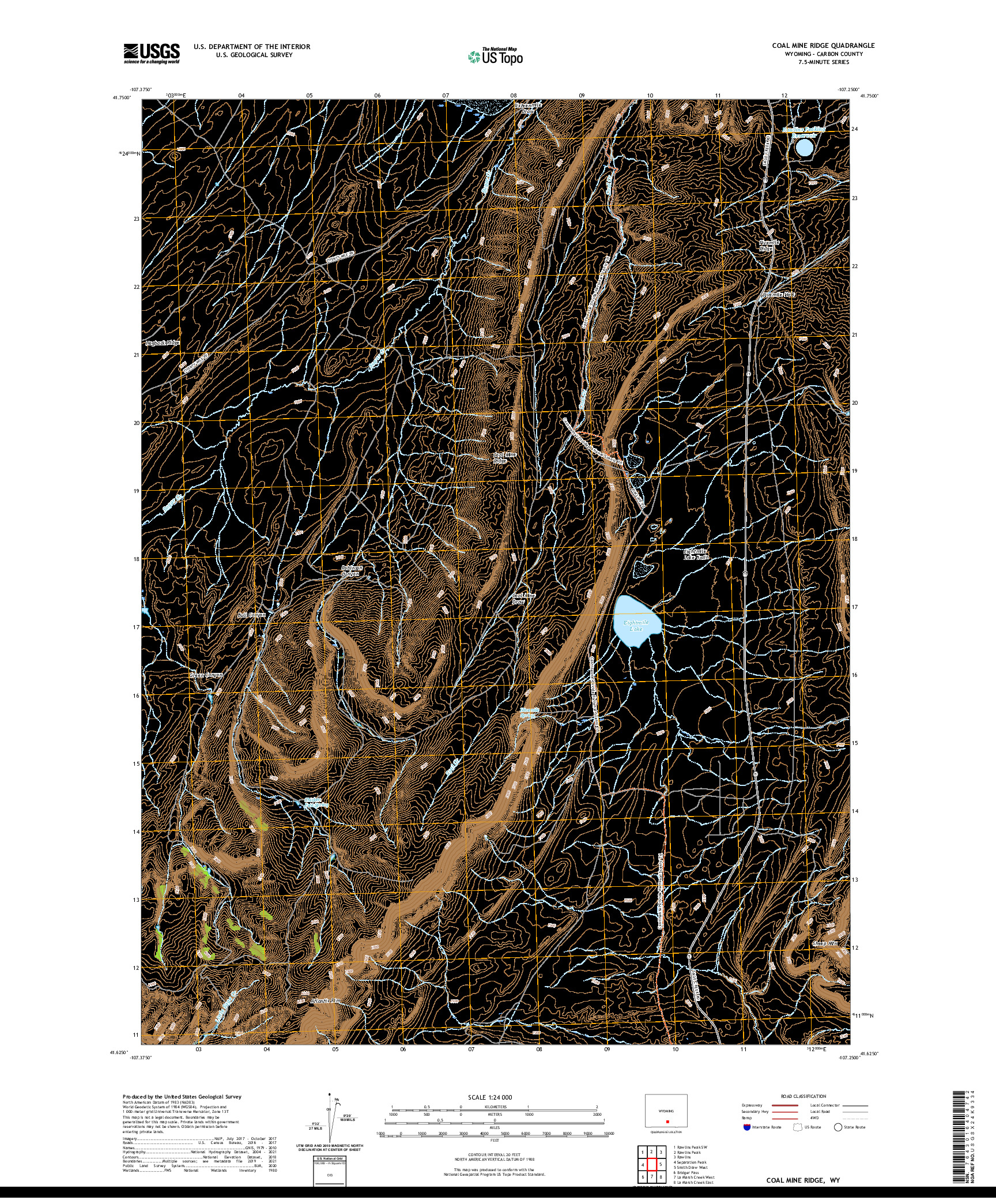 USGS US TOPO 7.5-MINUTE MAP FOR COAL MINE RIDGE, WY 2021