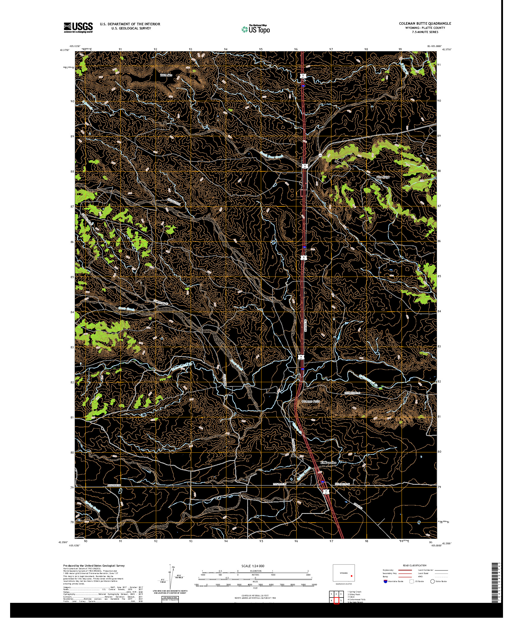 USGS US TOPO 7.5-MINUTE MAP FOR COLEMAN BUTTE, WY 2021