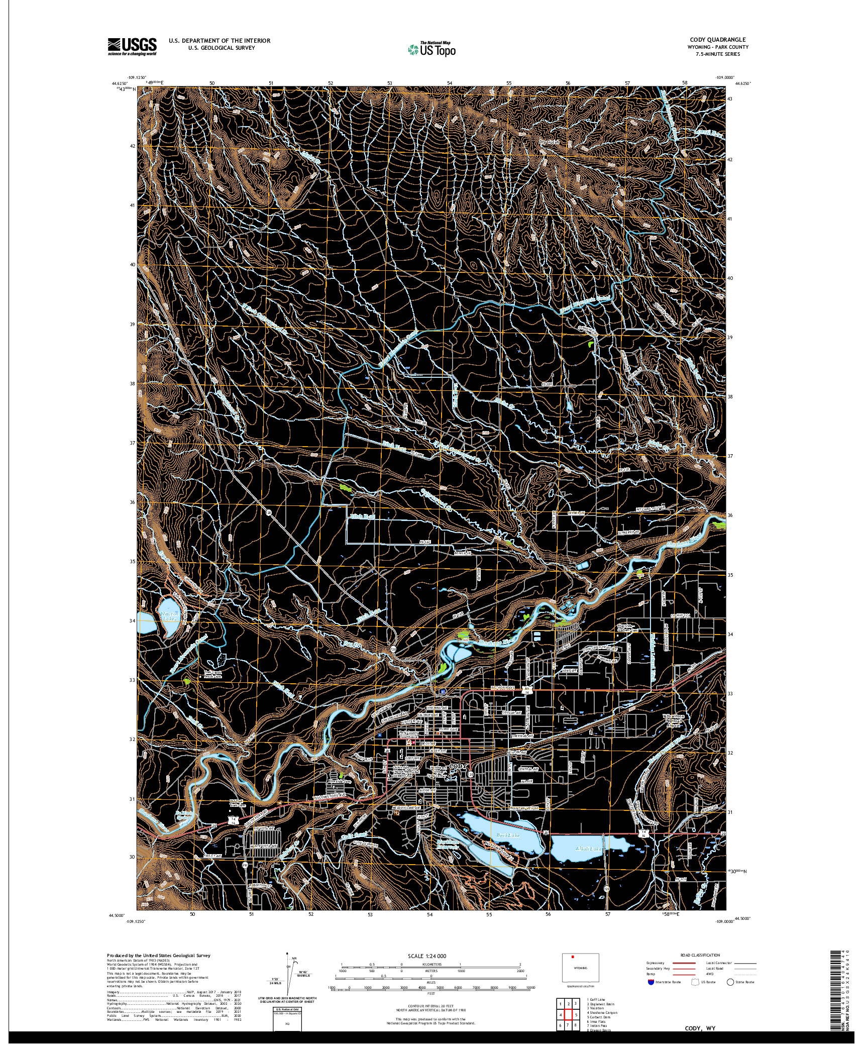 USGS US TOPO 7.5-MINUTE MAP FOR CODY, WY 2021