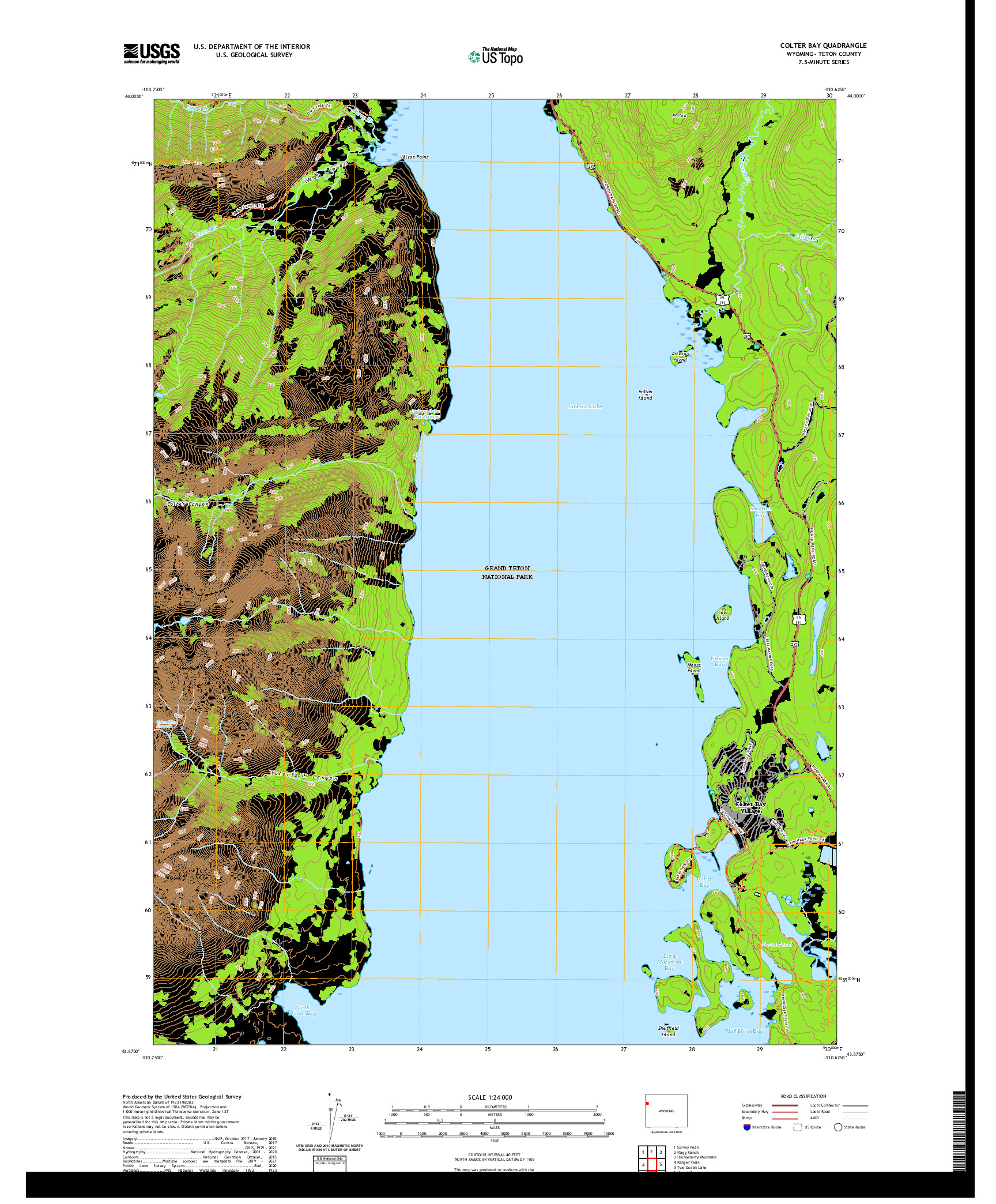 USGS US TOPO 7.5-MINUTE MAP FOR COLTER BAY, WY 2021