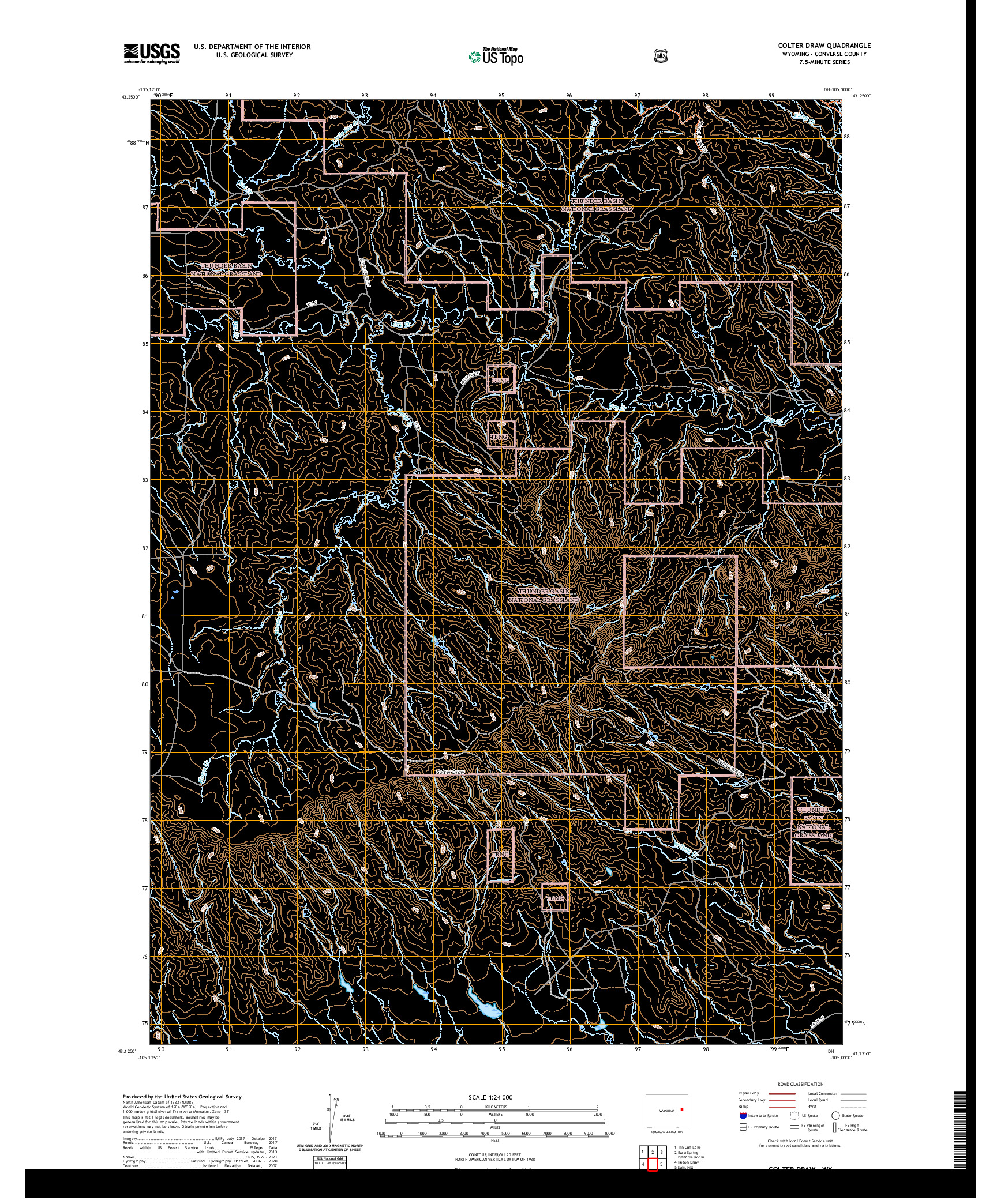 USGS US TOPO 7.5-MINUTE MAP FOR COLTER DRAW, WY 2021