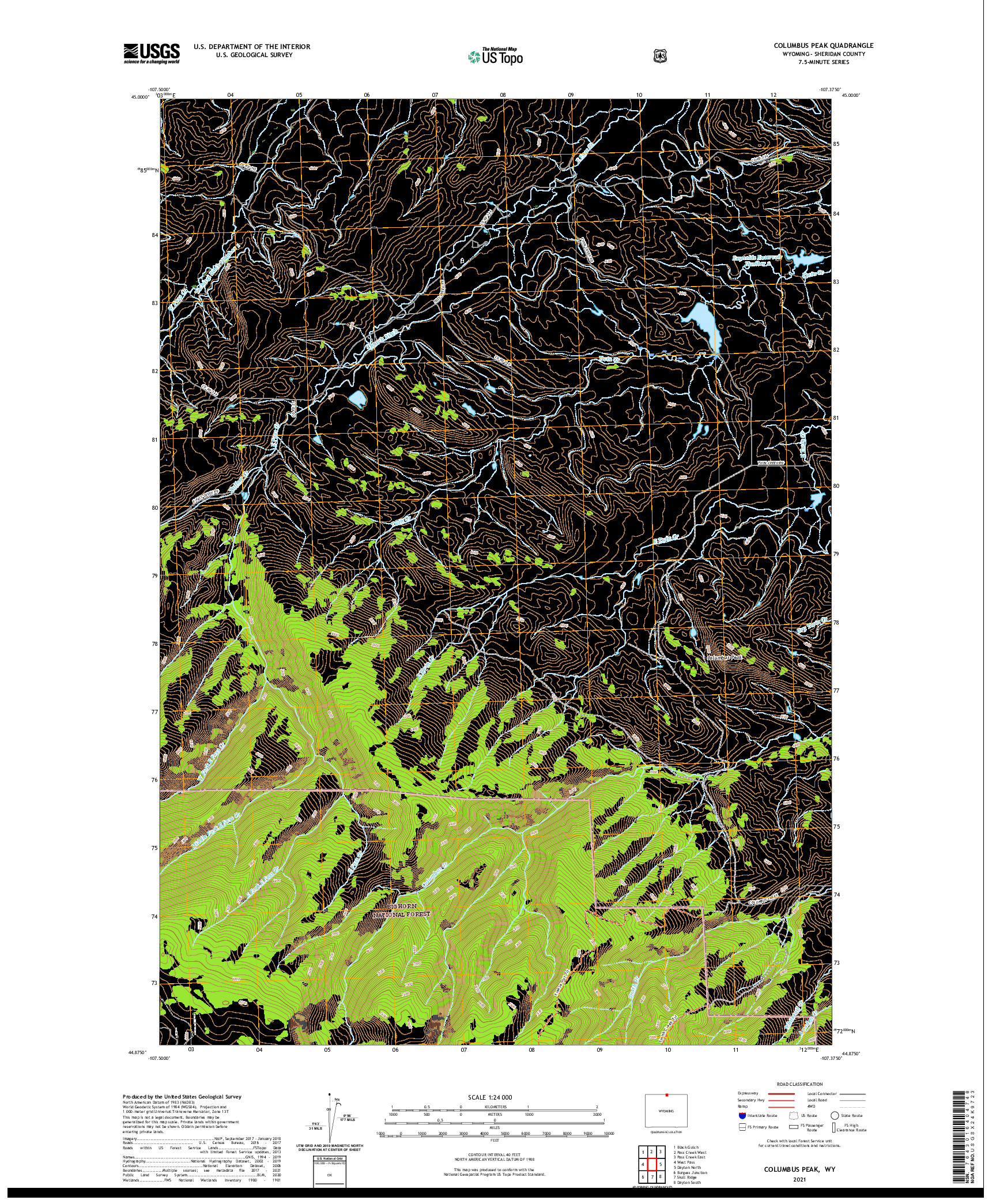 USGS US TOPO 7.5-MINUTE MAP FOR COLUMBUS PEAK, WY 2021