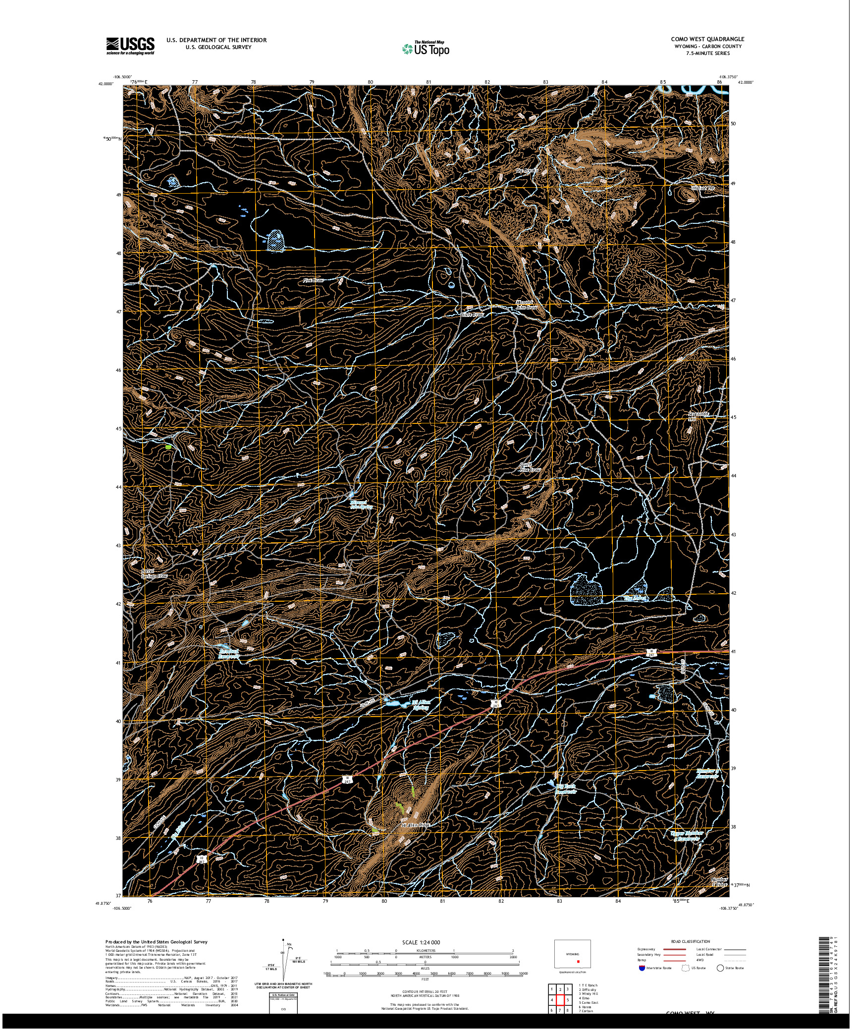 USGS US TOPO 7.5-MINUTE MAP FOR COMO WEST, WY 2021