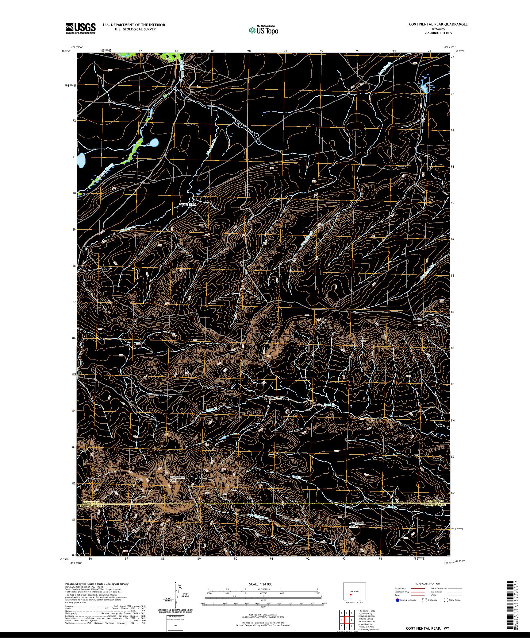 USGS US TOPO 7.5-MINUTE MAP FOR CONTINENTAL PEAK, WY 2021
