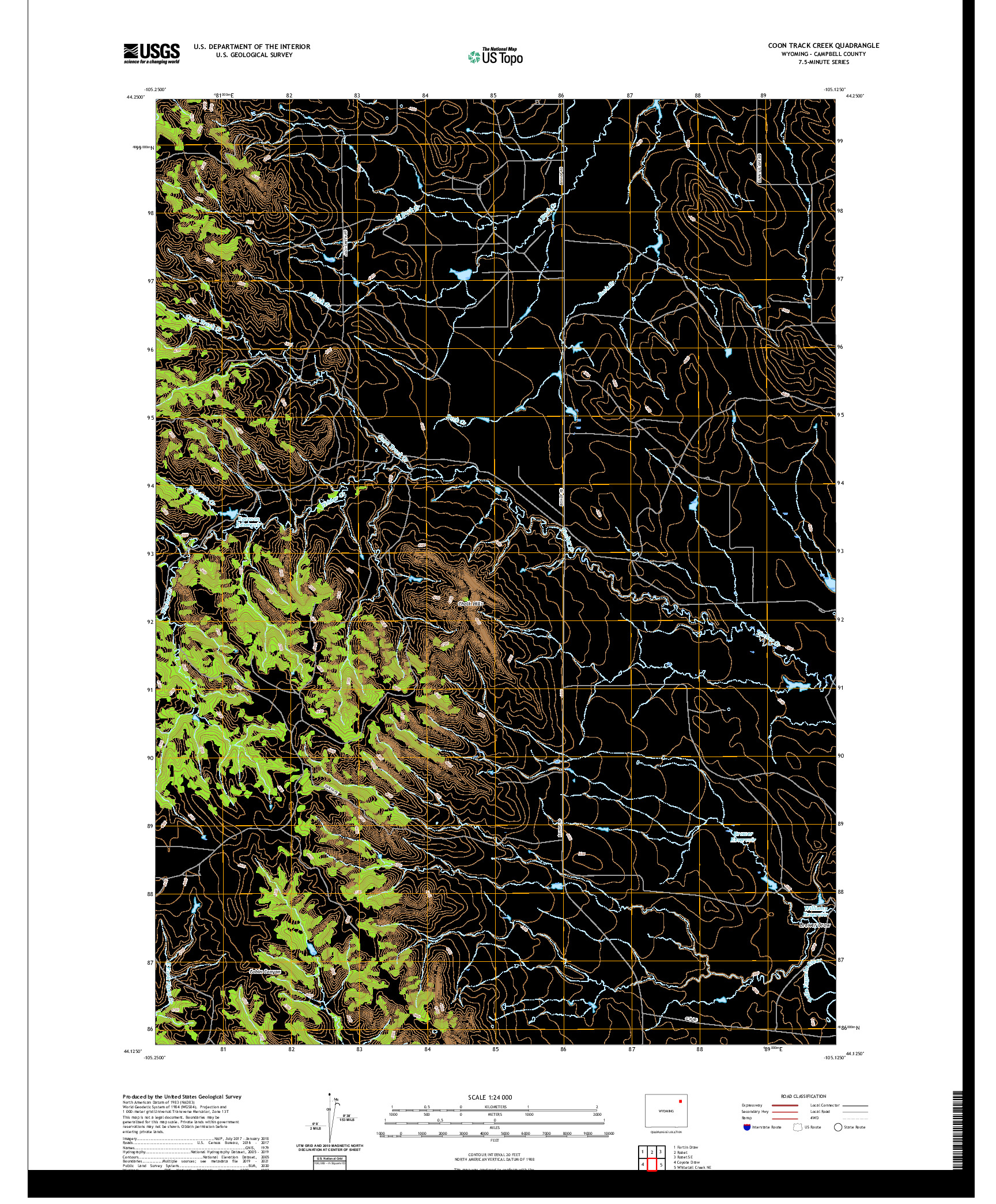 USGS US TOPO 7.5-MINUTE MAP FOR COON TRACK CREEK, WY 2021