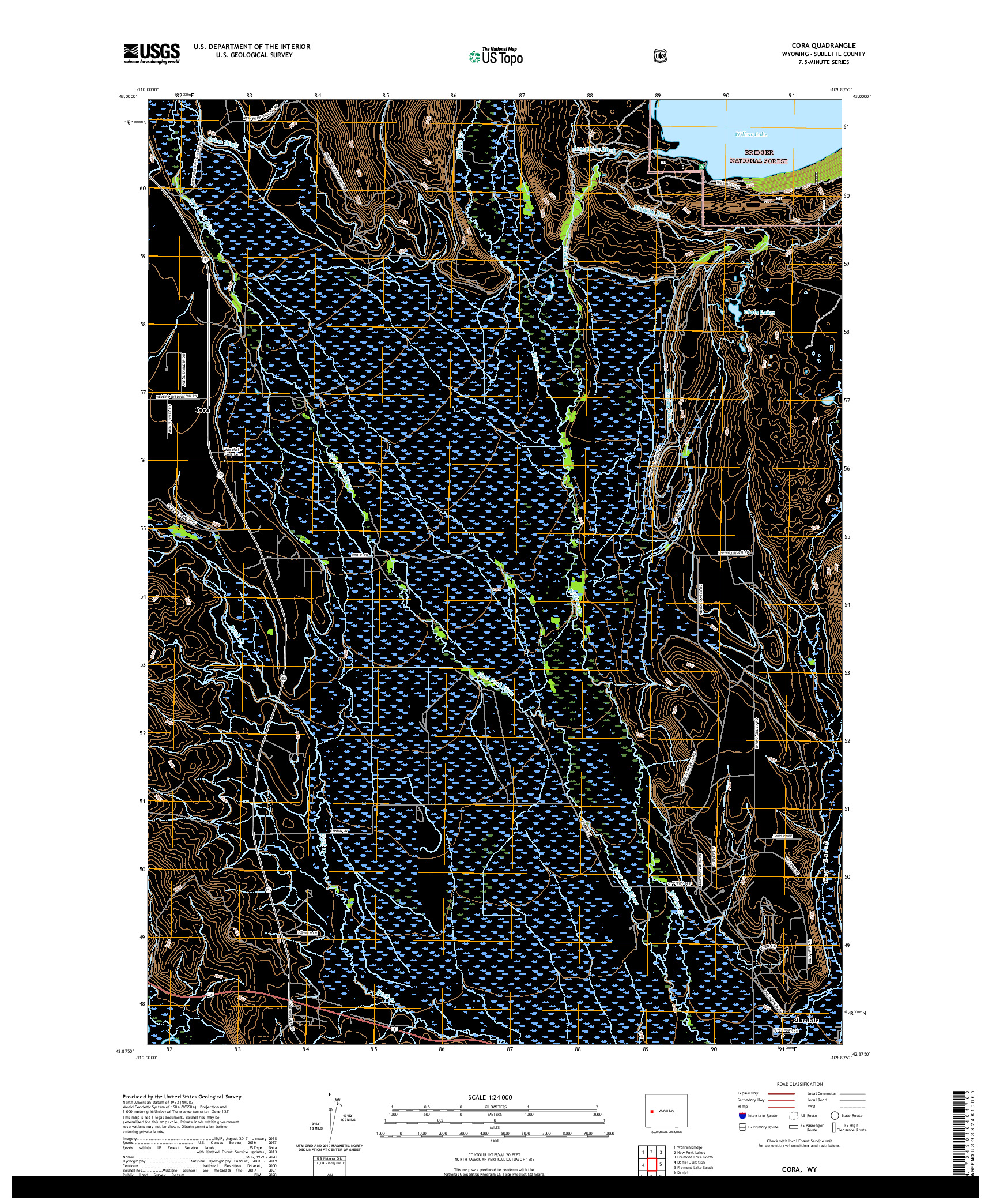 USGS US TOPO 7.5-MINUTE MAP FOR CORA, WY 2021