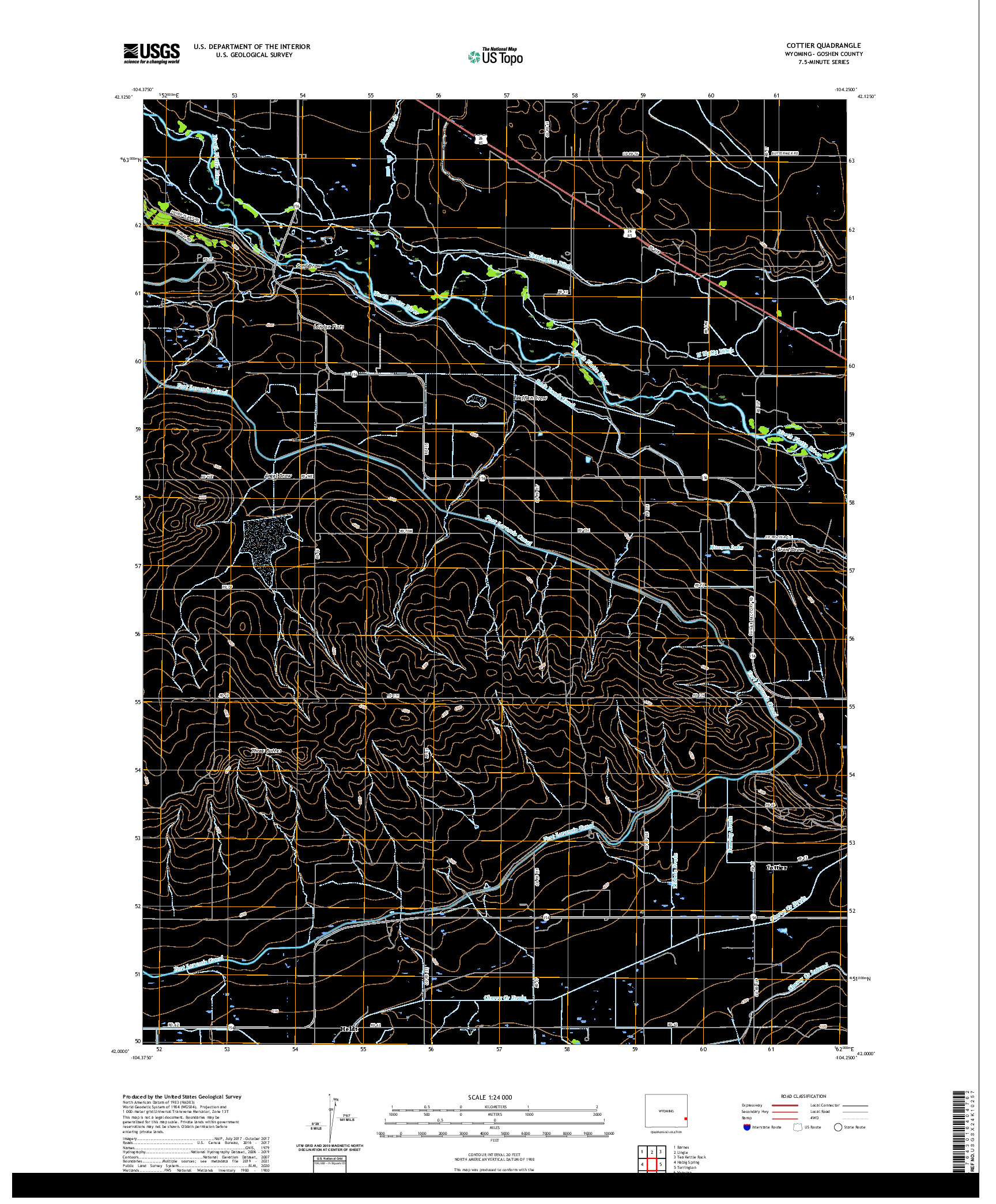USGS US TOPO 7.5-MINUTE MAP FOR COTTIER, WY 2021