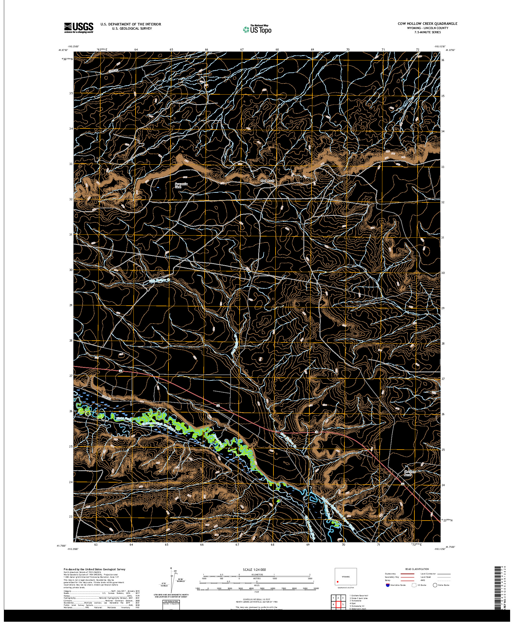 USGS US TOPO 7.5-MINUTE MAP FOR COW HOLLOW CREEK, WY 2021