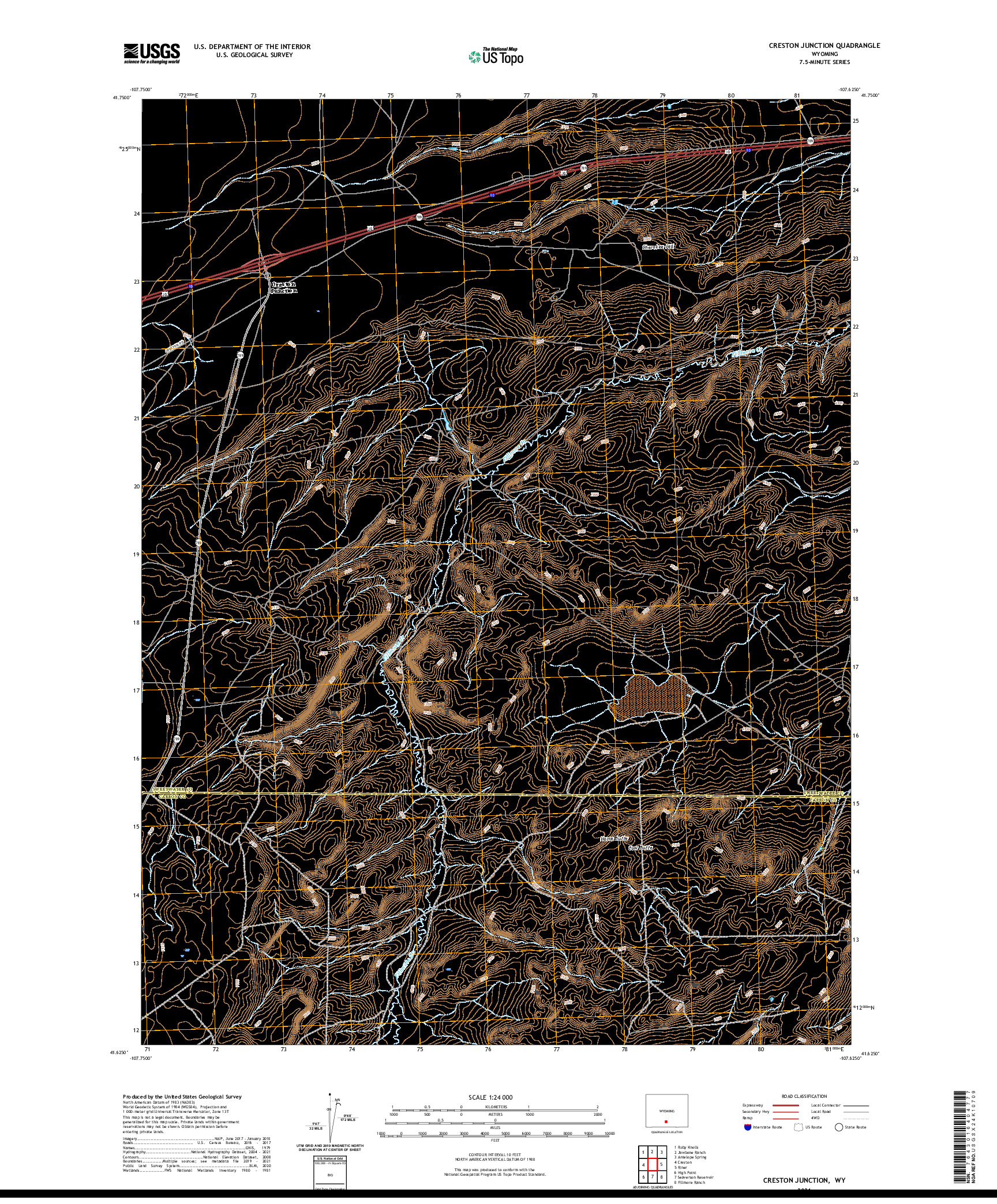 USGS US TOPO 7.5-MINUTE MAP FOR CRESTON JUNCTION, WY 2021