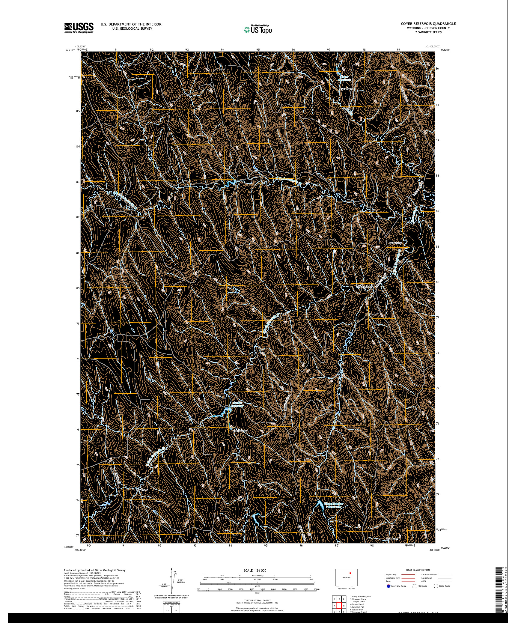 USGS US TOPO 7.5-MINUTE MAP FOR COYER RESERVOIR, WY 2021