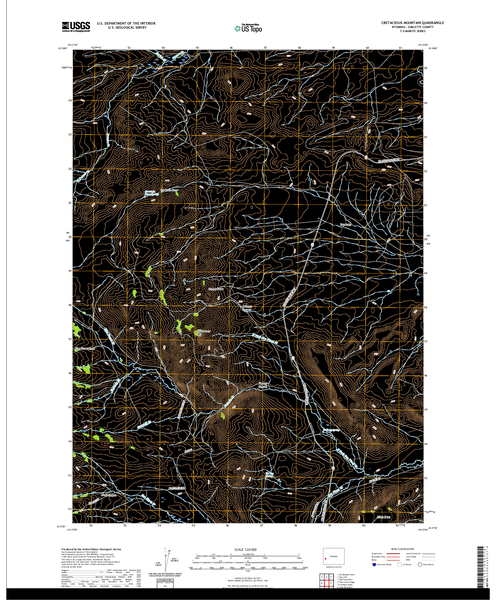 USGS US TOPO 7.5-MINUTE MAP FOR CRETACEOUS MOUNTAIN, WY 2021