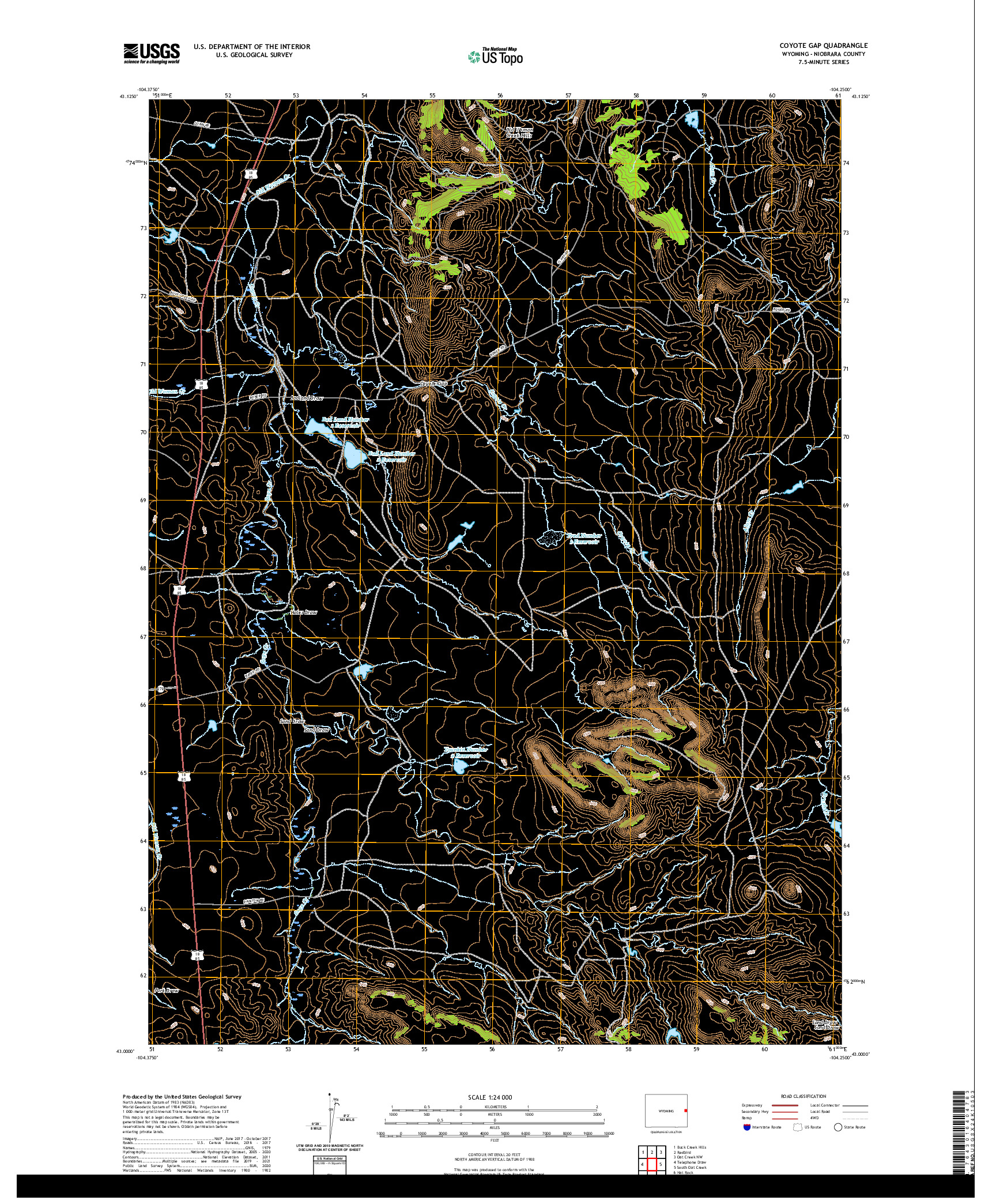 USGS US TOPO 7.5-MINUTE MAP FOR COYOTE GAP, WY 2021