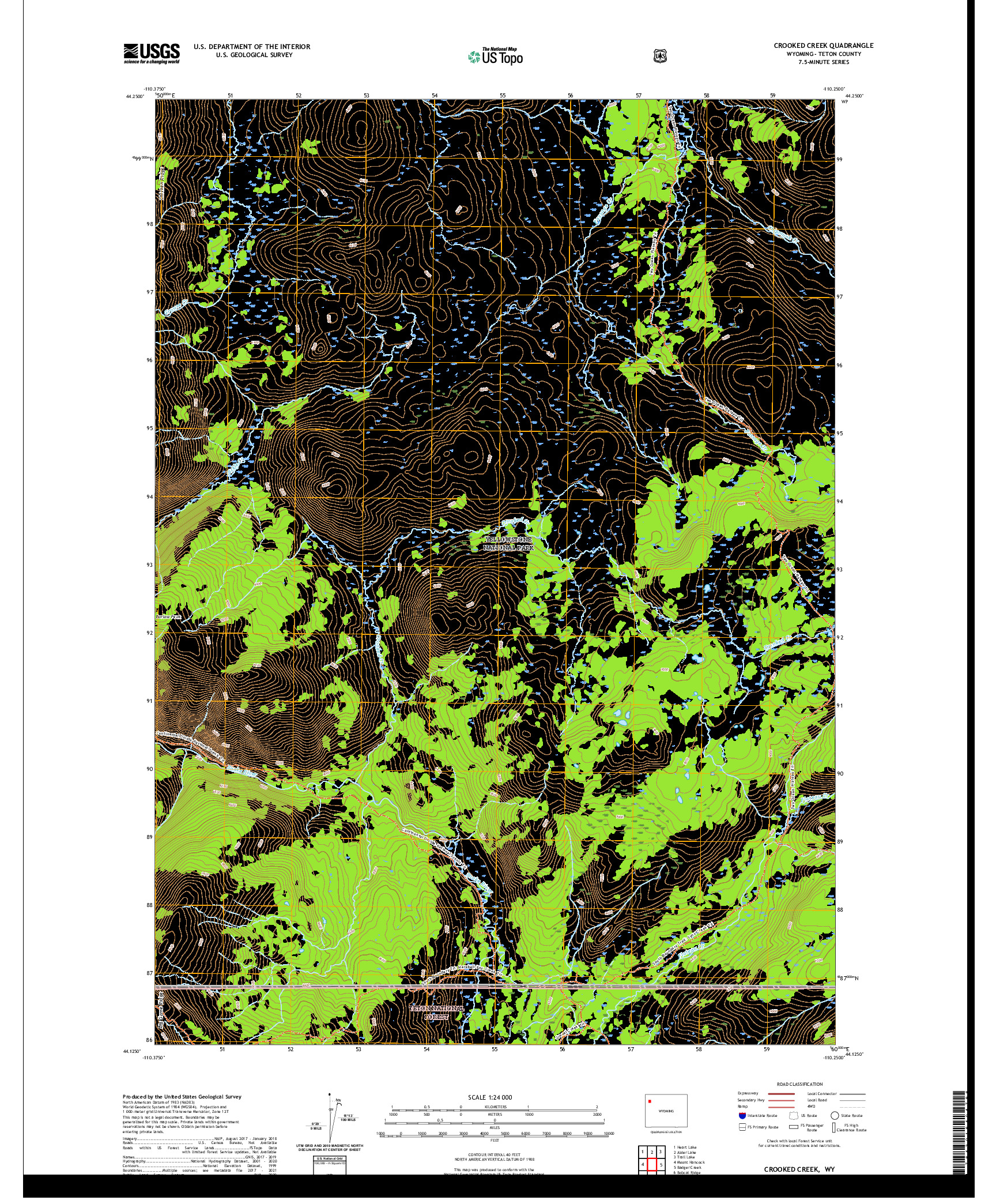 USGS US TOPO 7.5-MINUTE MAP FOR CROOKED CREEK, WY 2021
