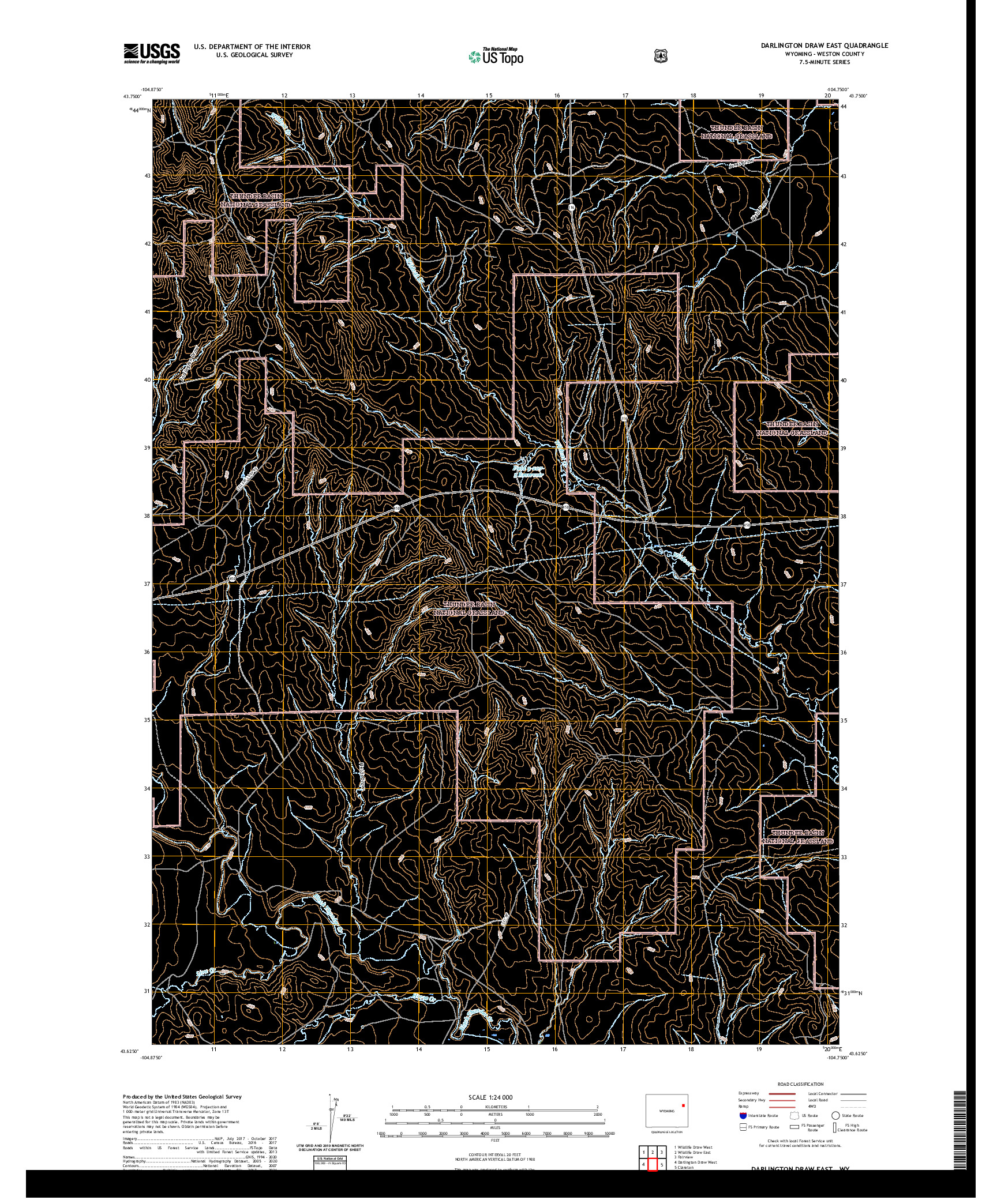 USGS US TOPO 7.5-MINUTE MAP FOR DARLINGTON DRAW EAST, WY 2021